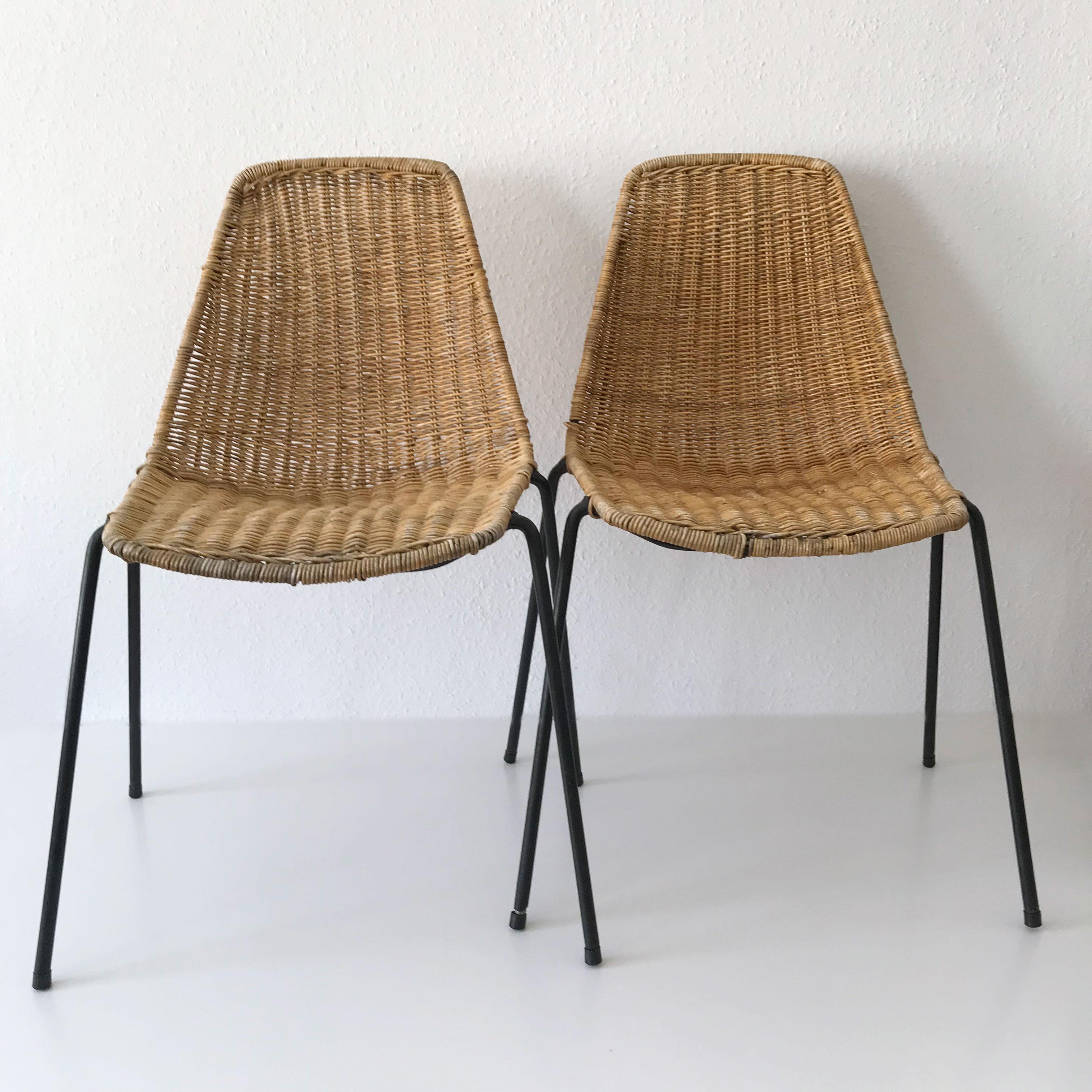 Steel Set of Two Basket Chairs and Stool by Gian Franco Legler, 1951, Switzerland