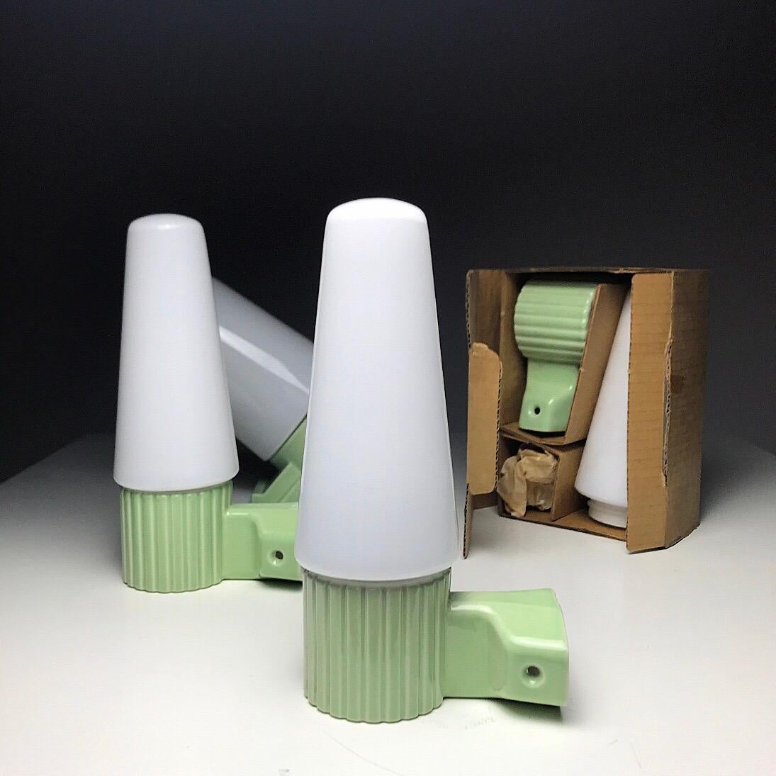 Porcelain Set of Two Bathroom Wall Lights by Sigvard Bernadotte for IFÖ, Sweden, 1960