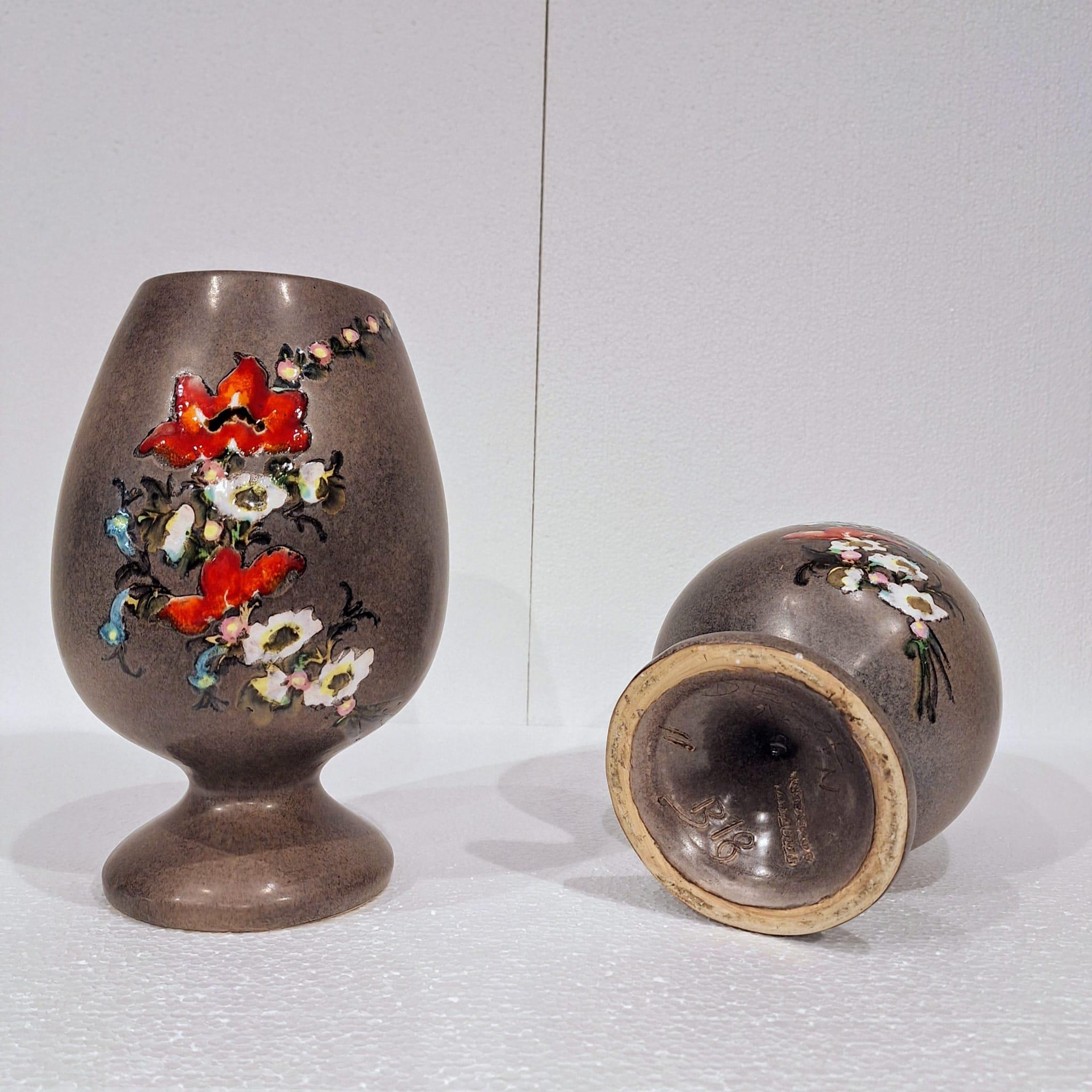 20th Century Set of two beautiful ceramic vases from Vallauris For Sale