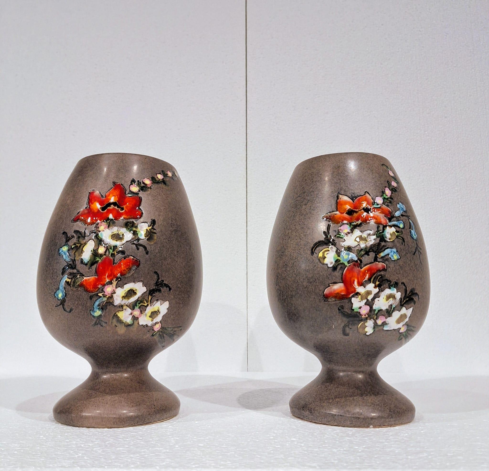Ceramic Set of two beautiful ceramic vases from Vallauris For Sale