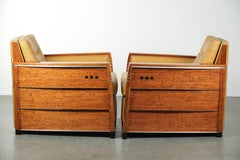 Set of two beautiful yellow cowhide Art Deco design armchairs