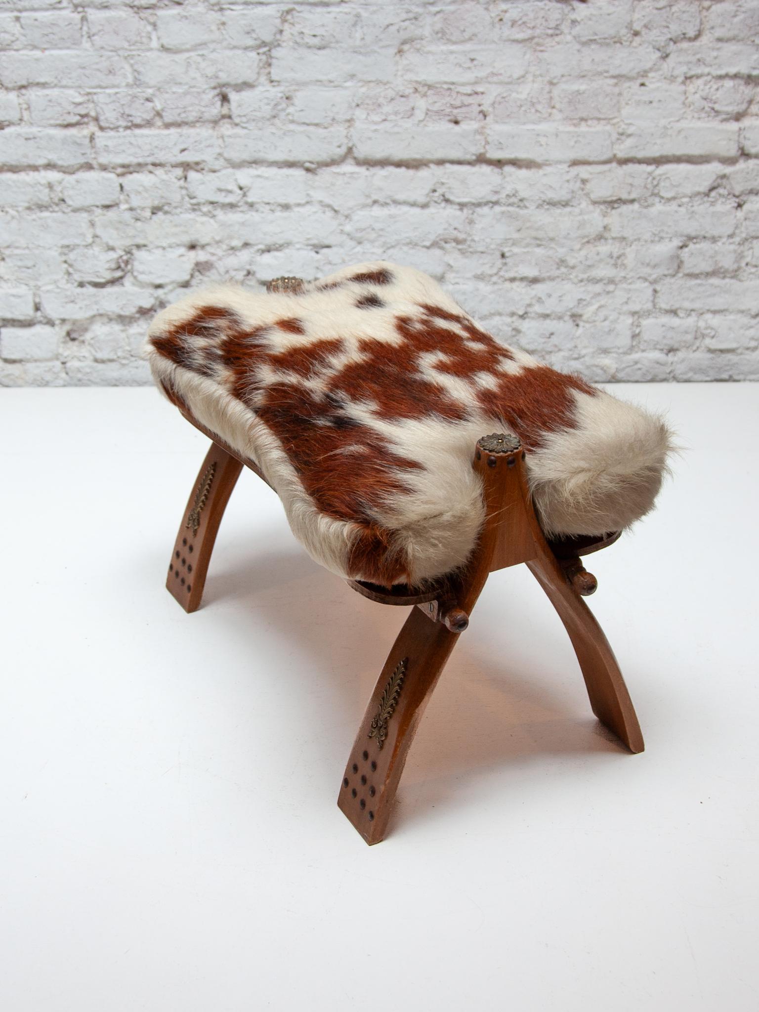 Set of Two Bedouin Camel Saddle & Hide Stools, Ottoman, 1970s  In Good Condition In Antwerp, BE