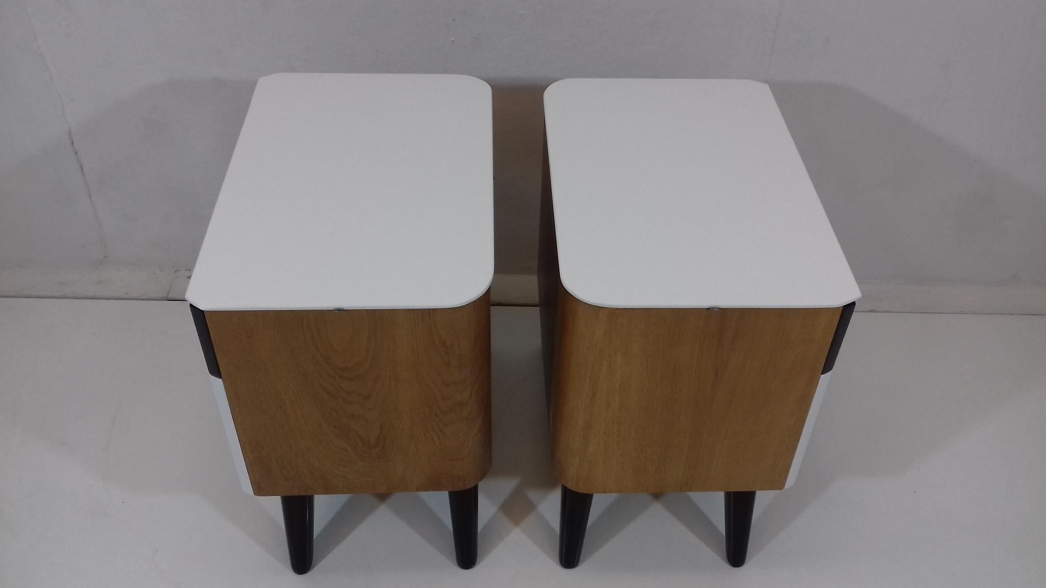 Mid-20th Century Set of Two Bedside Table Designed by Jindřich Halabala, 1951