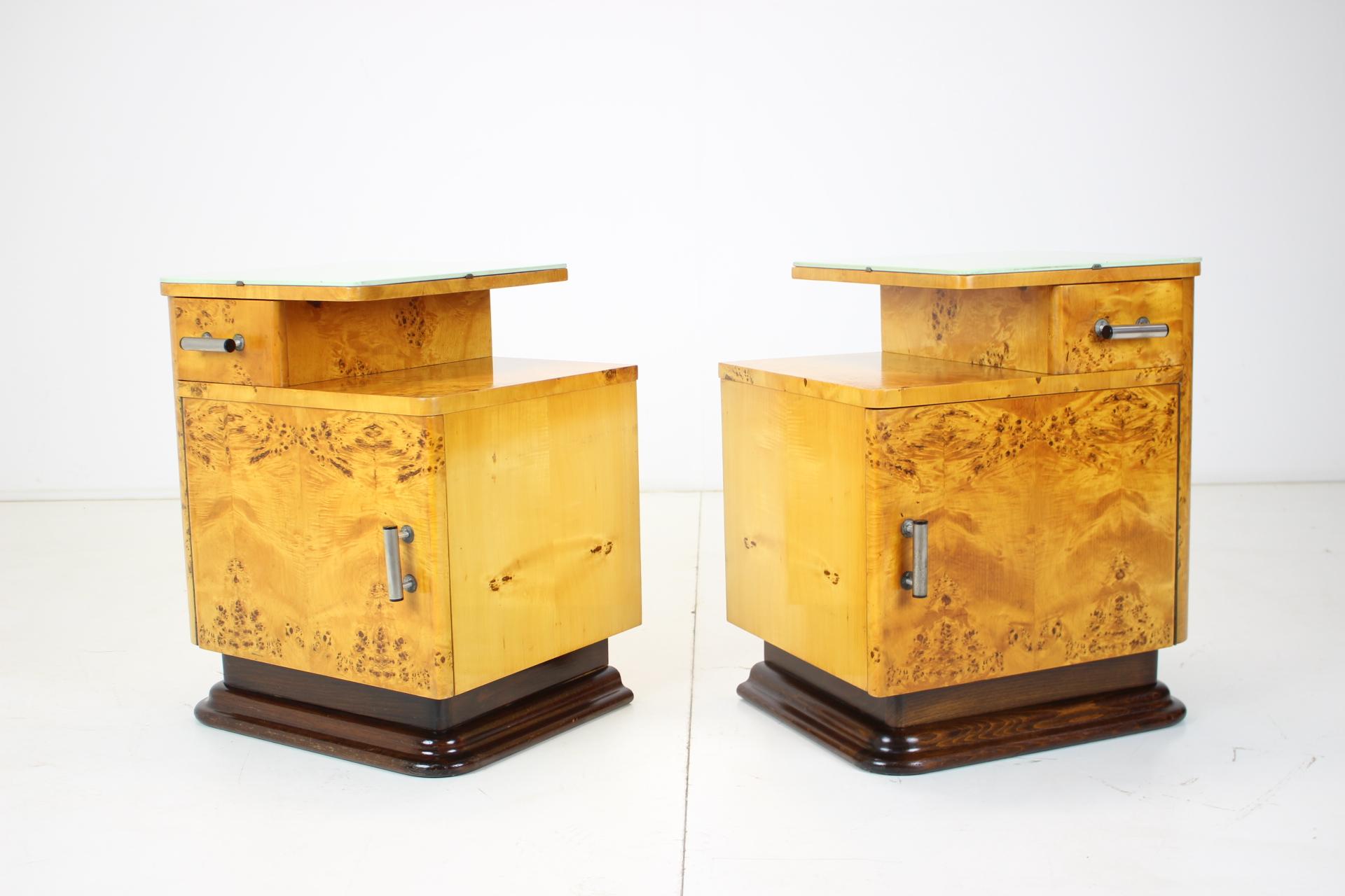 Czech Set of Two Bedside Tables Designed by Jindřich Halabala for UP Závody, 1950's For Sale