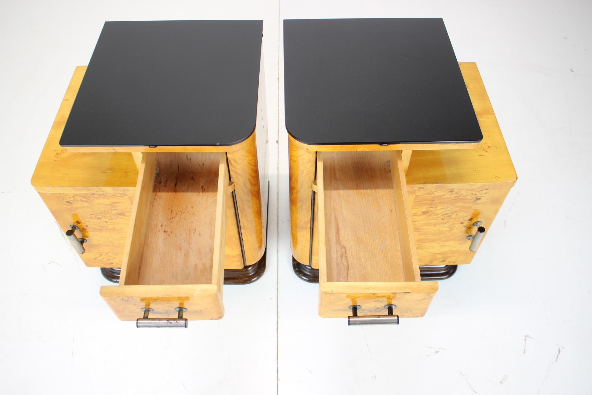 Czech Set of Two Bedside Tables Designed by Jindřich Halabala for UP Závody, 1950's For Sale