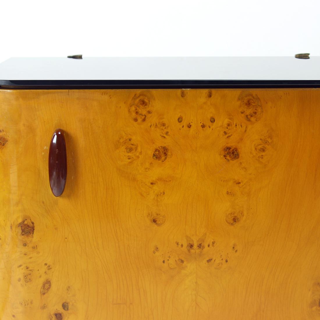 Set of Two Bedside Tables in Wood & Glass, Czechoslovakia, 1940s In Excellent Condition In Zohor, SK