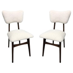 Set of Two Beige Boucle and Wood Dining Chairs, Europe, 1960s