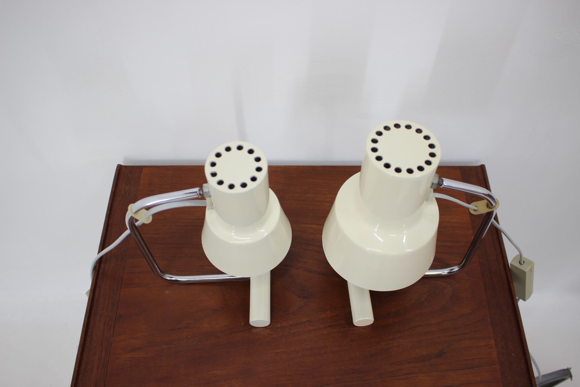 Czech Set of Two Beige Table Lamps Designed by Josef Hůrka for Napako, 1970s For Sale