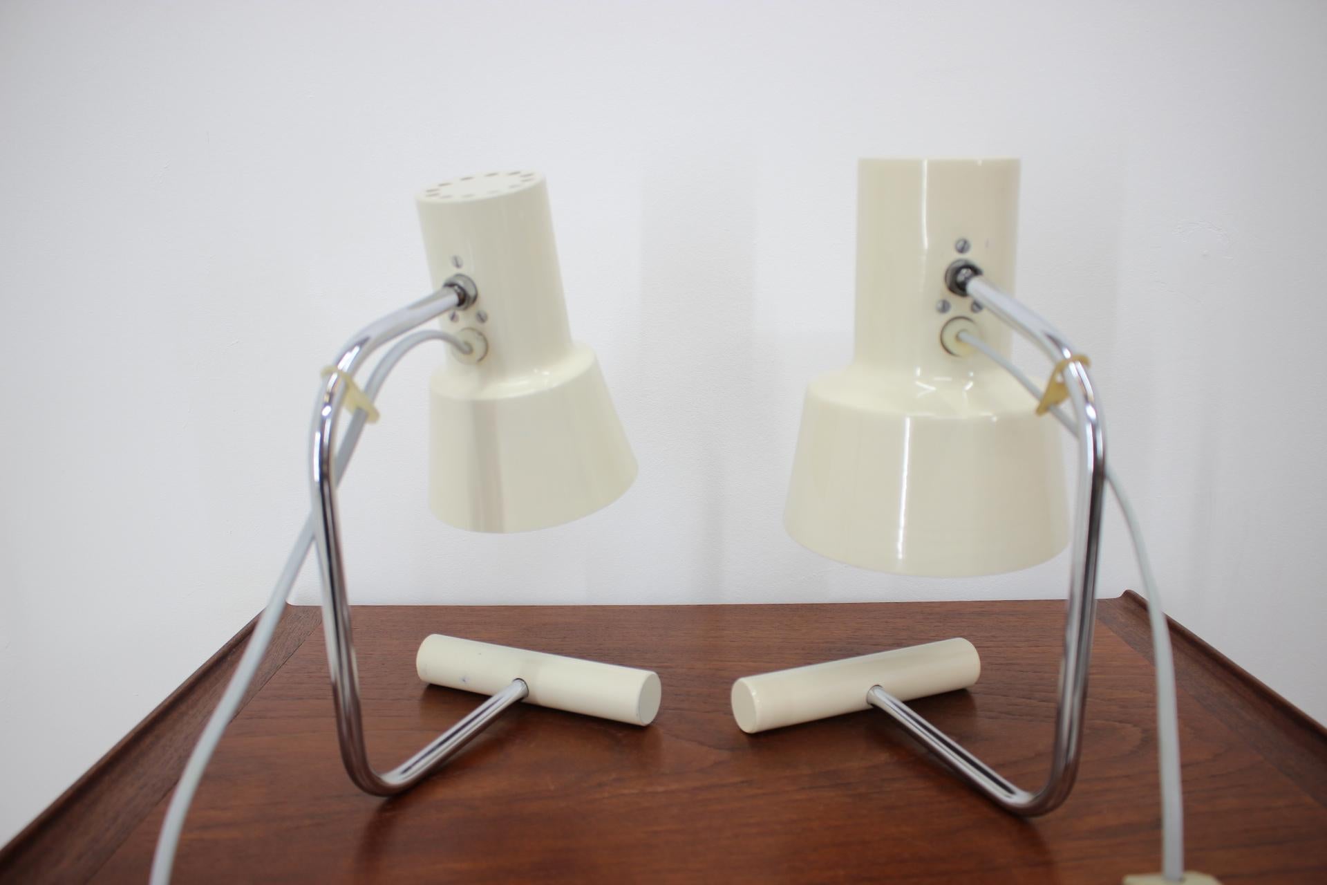 Set of Two Beige Table Lamps Designed by Josef Hůrka for Napako, 1970s In Good Condition For Sale In Praha, CZ