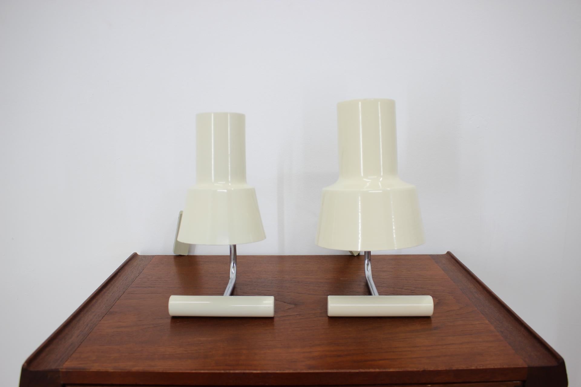 Late 20th Century Set of Two Beige Table Lamps Designed by Josef Hůrka for Napako, 1970s For Sale