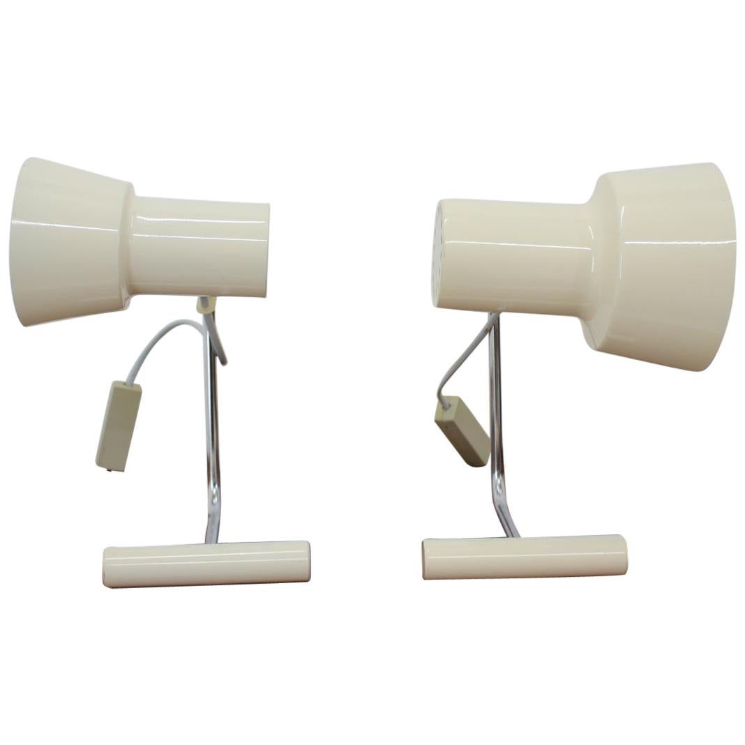 Set of Two Beige Table Lamps Designed by Josef Hůrka for Napako, 1970s For Sale