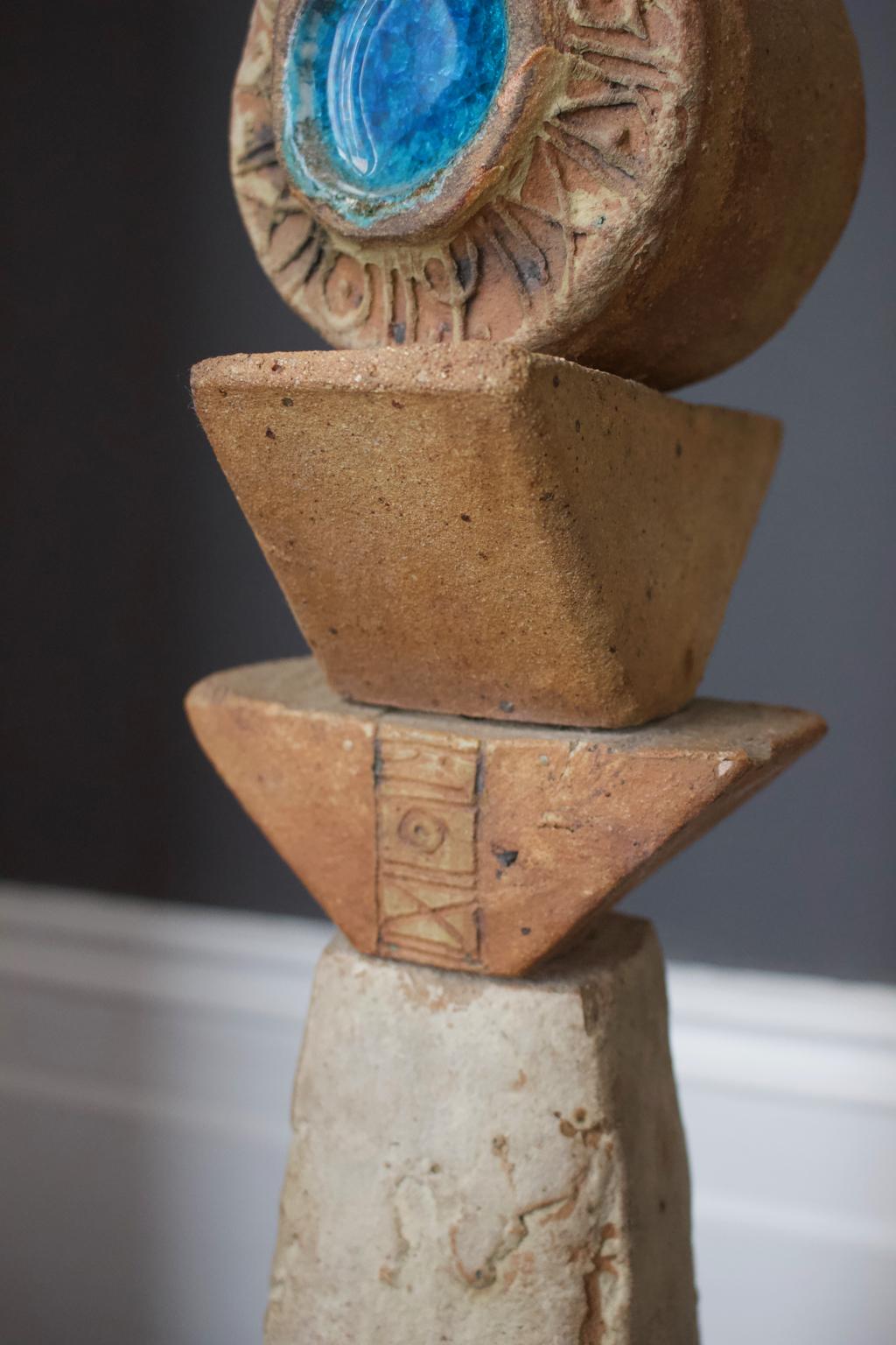 Set of Two Bernard Rooke Studio Ceramic TOTEM Floor Lamps, England, 1960s 4