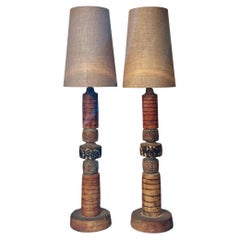 Set von zwei Bernard Rooke Studio-Stehlampen aus Keramik, Mitte des 20. Jahrhunderts