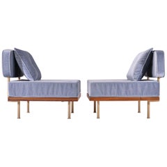 Set of Two Bespoke Lounge Chair, Reclaimed Hardwood and Brass by P. Tendercool