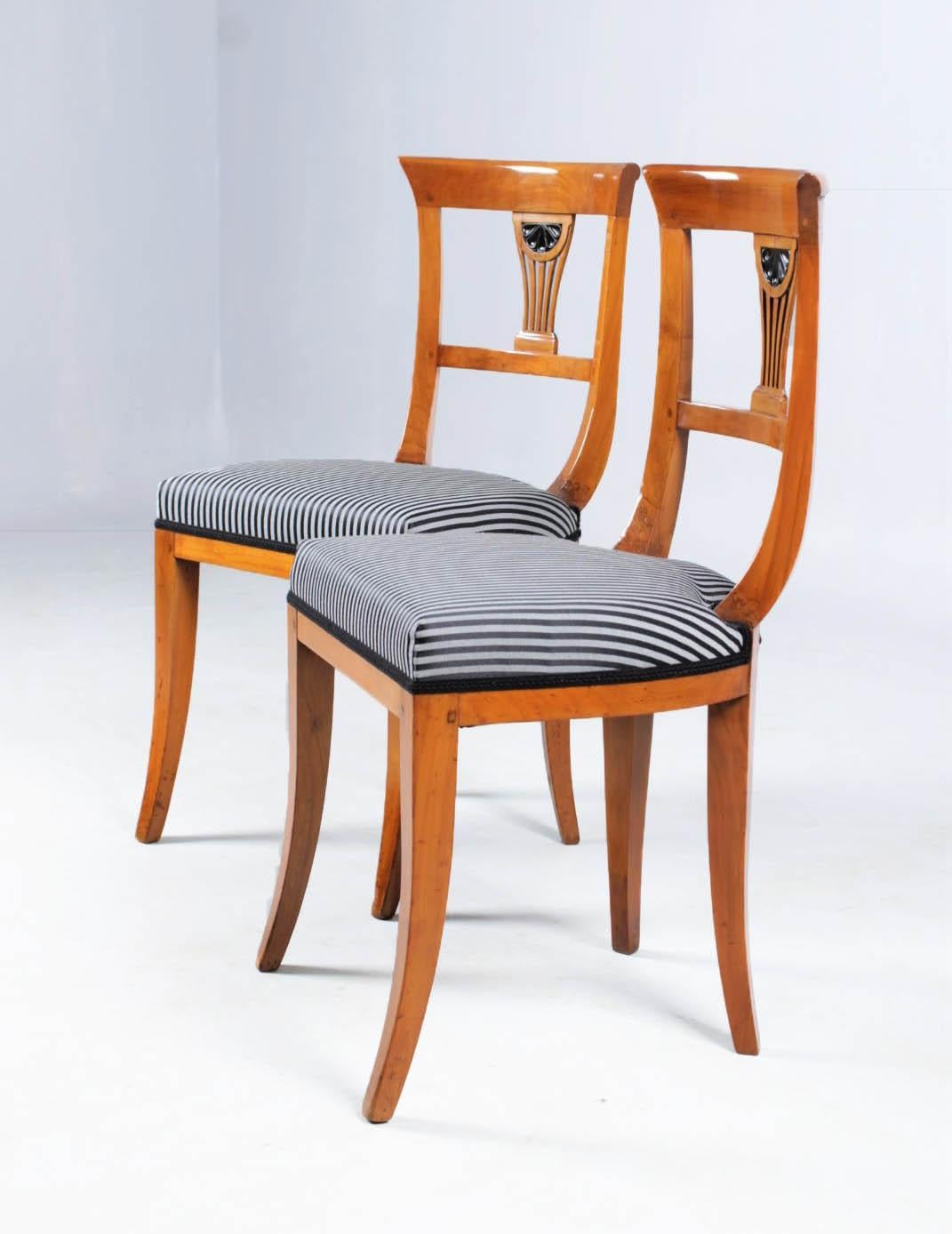 Set of Two Biedermeier Chairs, Germany, Cherry, circa 1820-1830 1