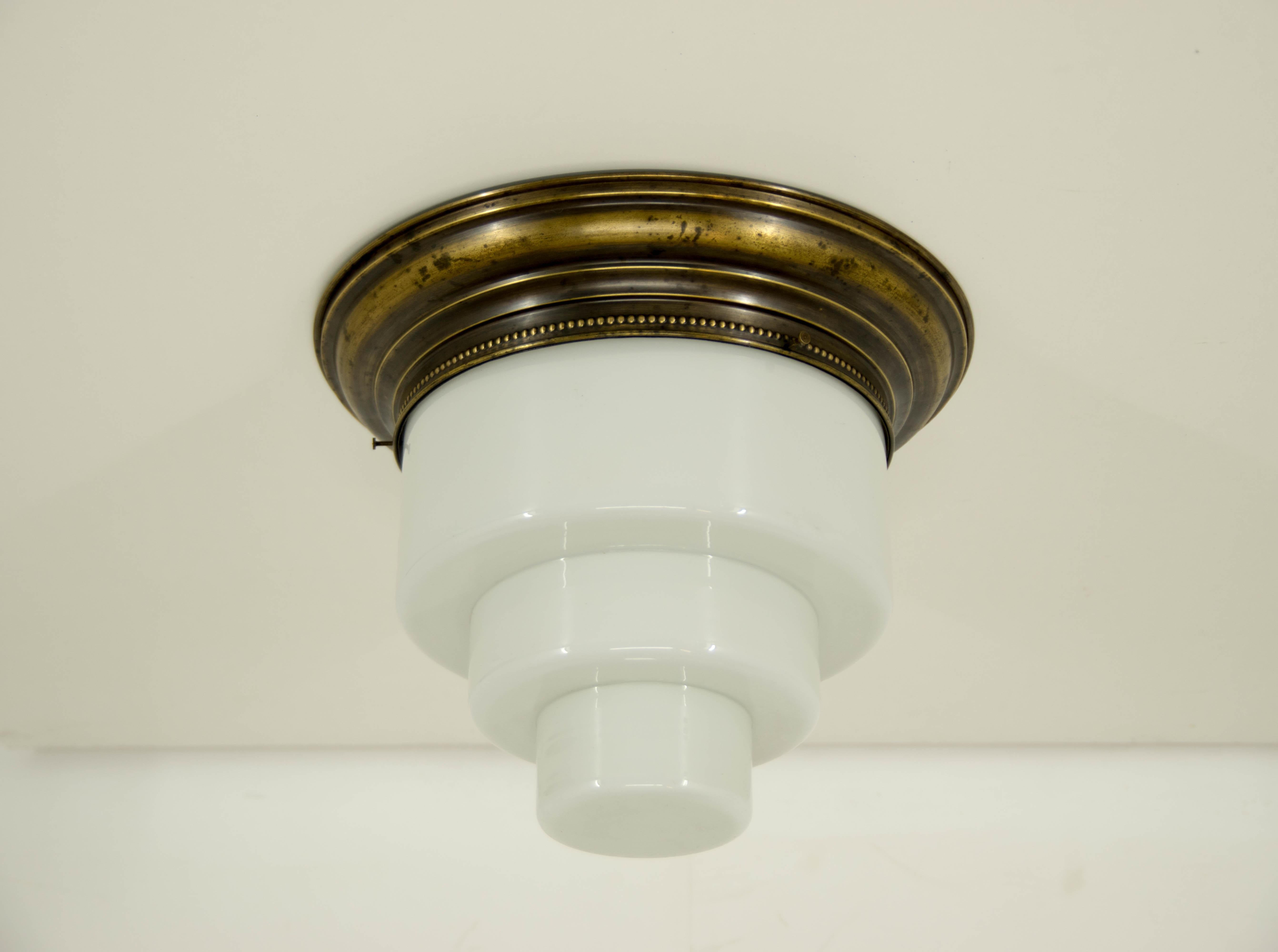 Set of Two Big Art Deco Flush Mounts, 1920s In Good Condition In Praha, CZ