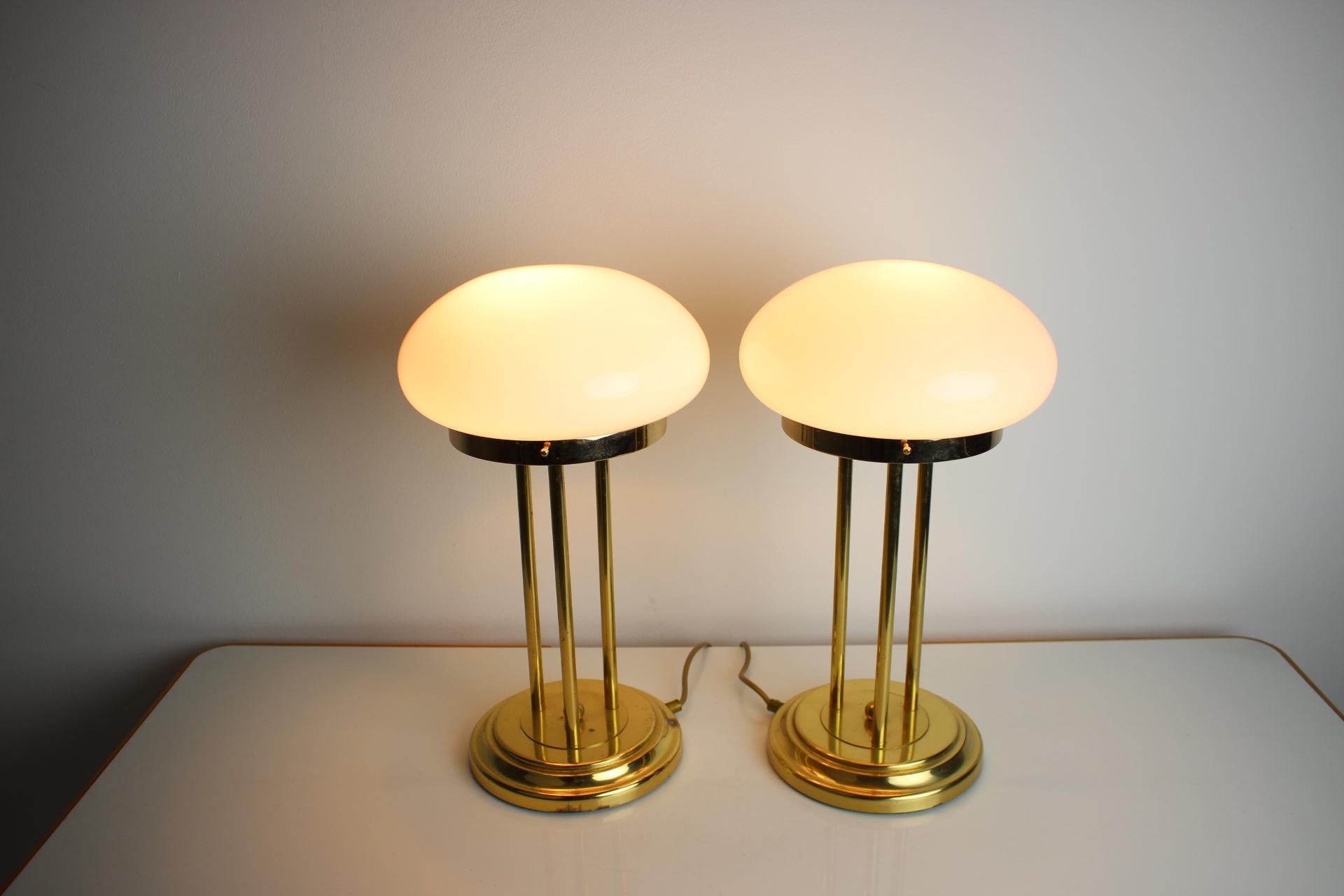 Metal Set of Two Big Table Lamps, 1970's