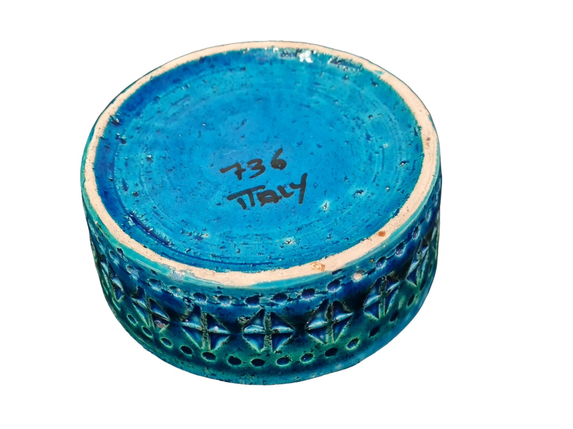 Satz von zwei Bitossi Aldo Londi Rimini Blau glasierte Keramik Pieces, Italien im Angebot 4