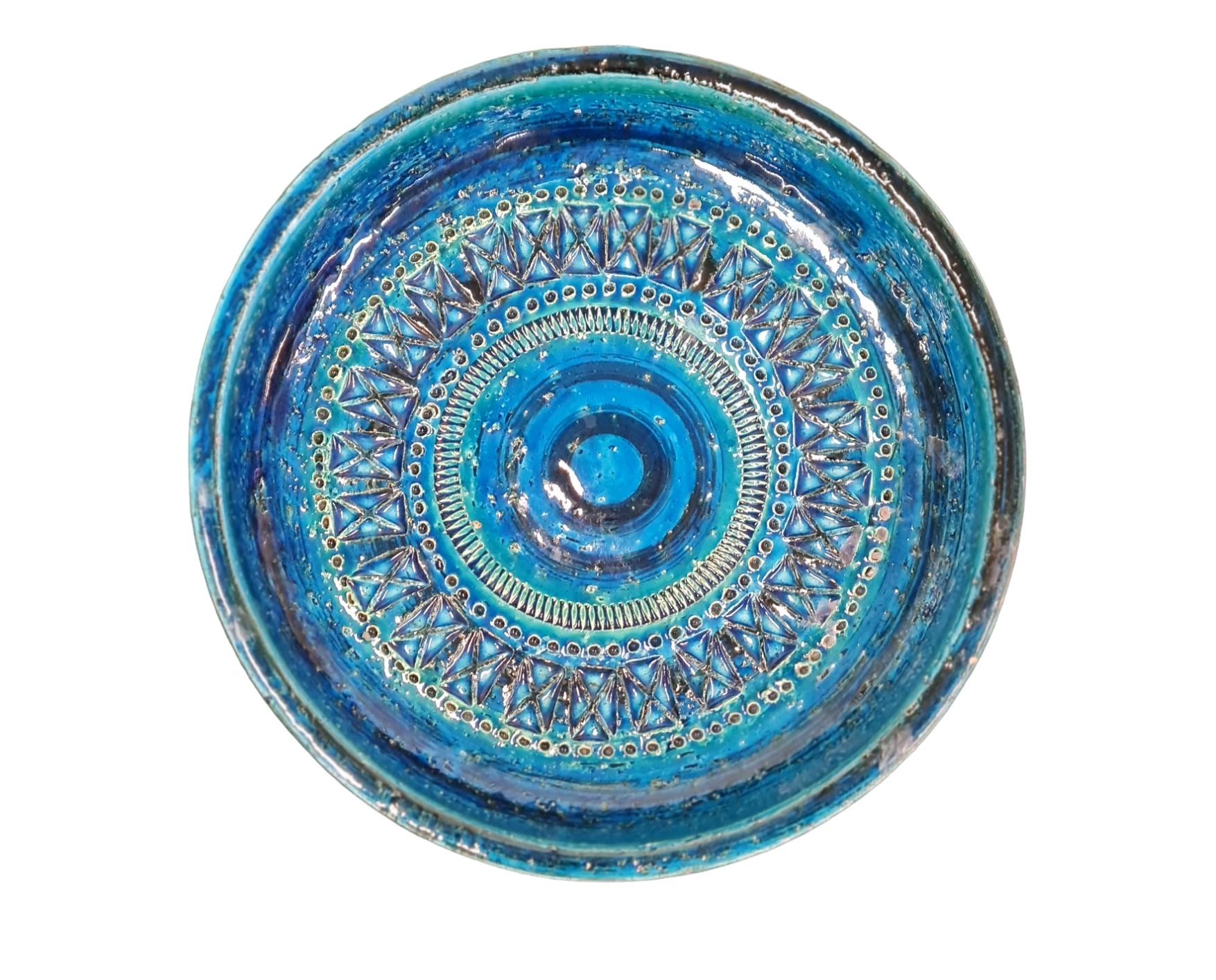 Satz von zwei Bitossi Aldo Londi Rimini Blau glasierte Keramik Pieces, Italien (Mitte des 20. Jahrhunderts) im Angebot