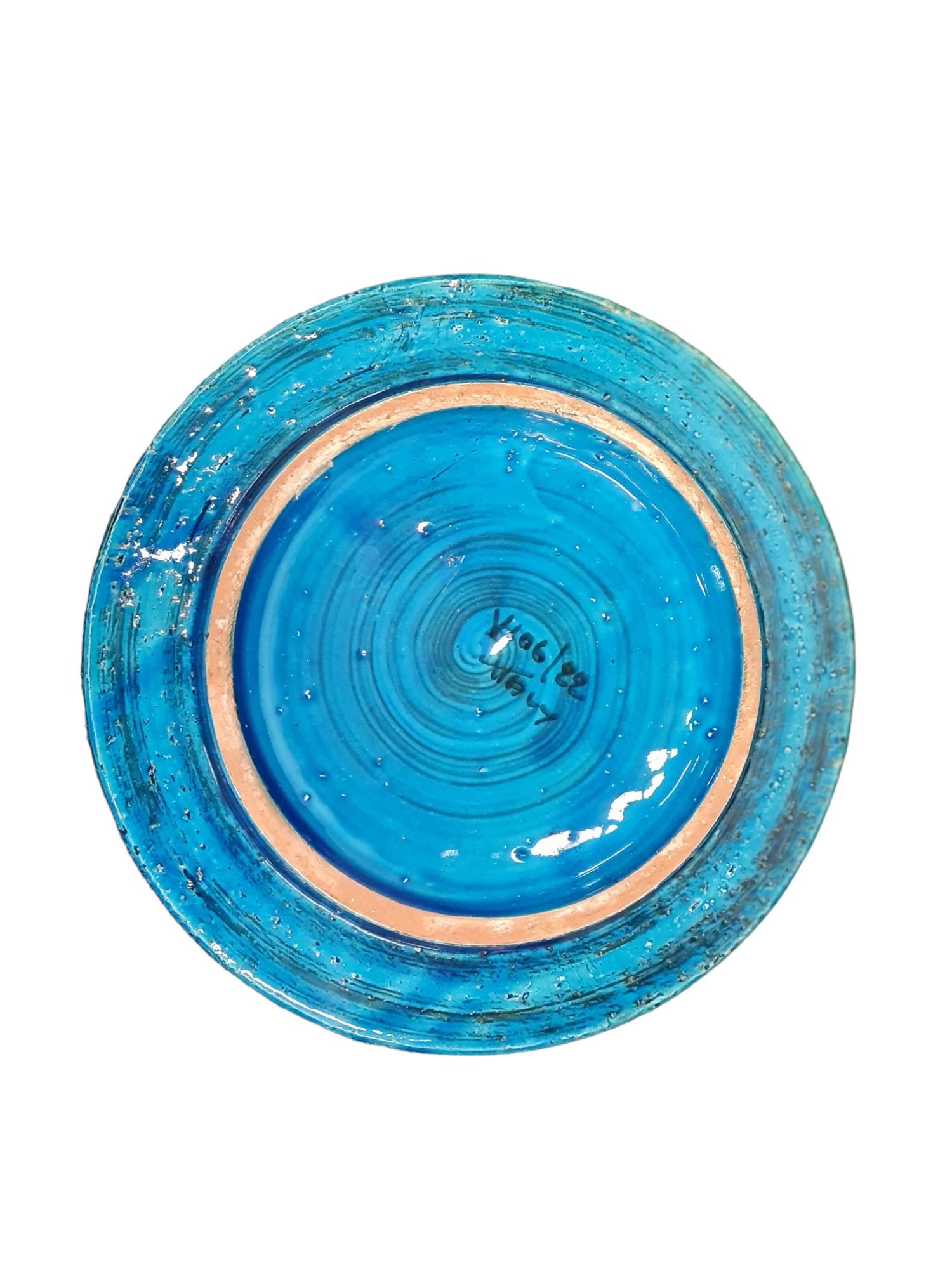 Satz von zwei Bitossi Aldo Londi Rimini Blau glasierte Keramik Pieces, Italien im Angebot 1