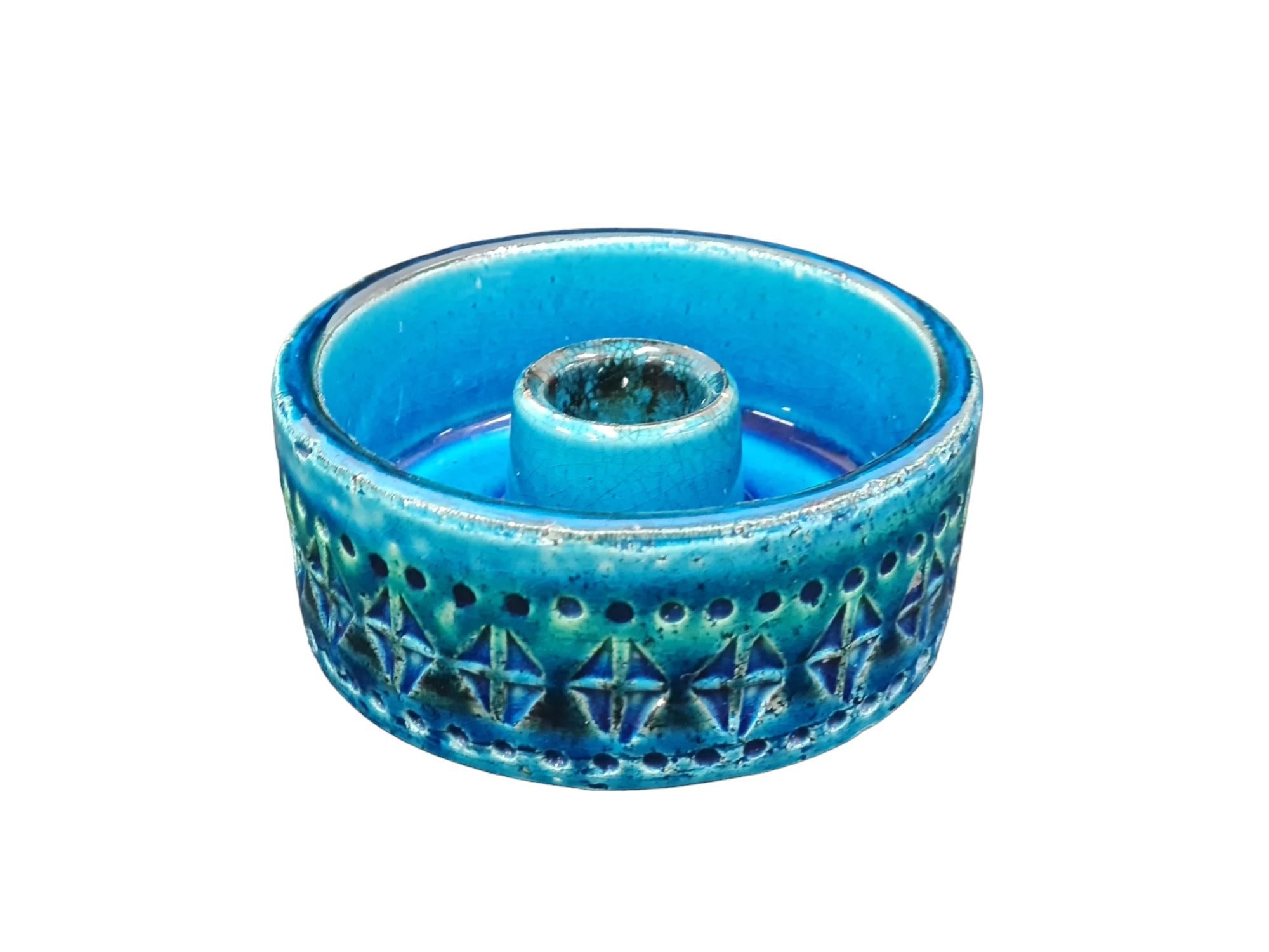 Set of Two Bitossi Aldo Londi Rimini Blue Glazed Ceramics Pieces, Italy For Sale 2