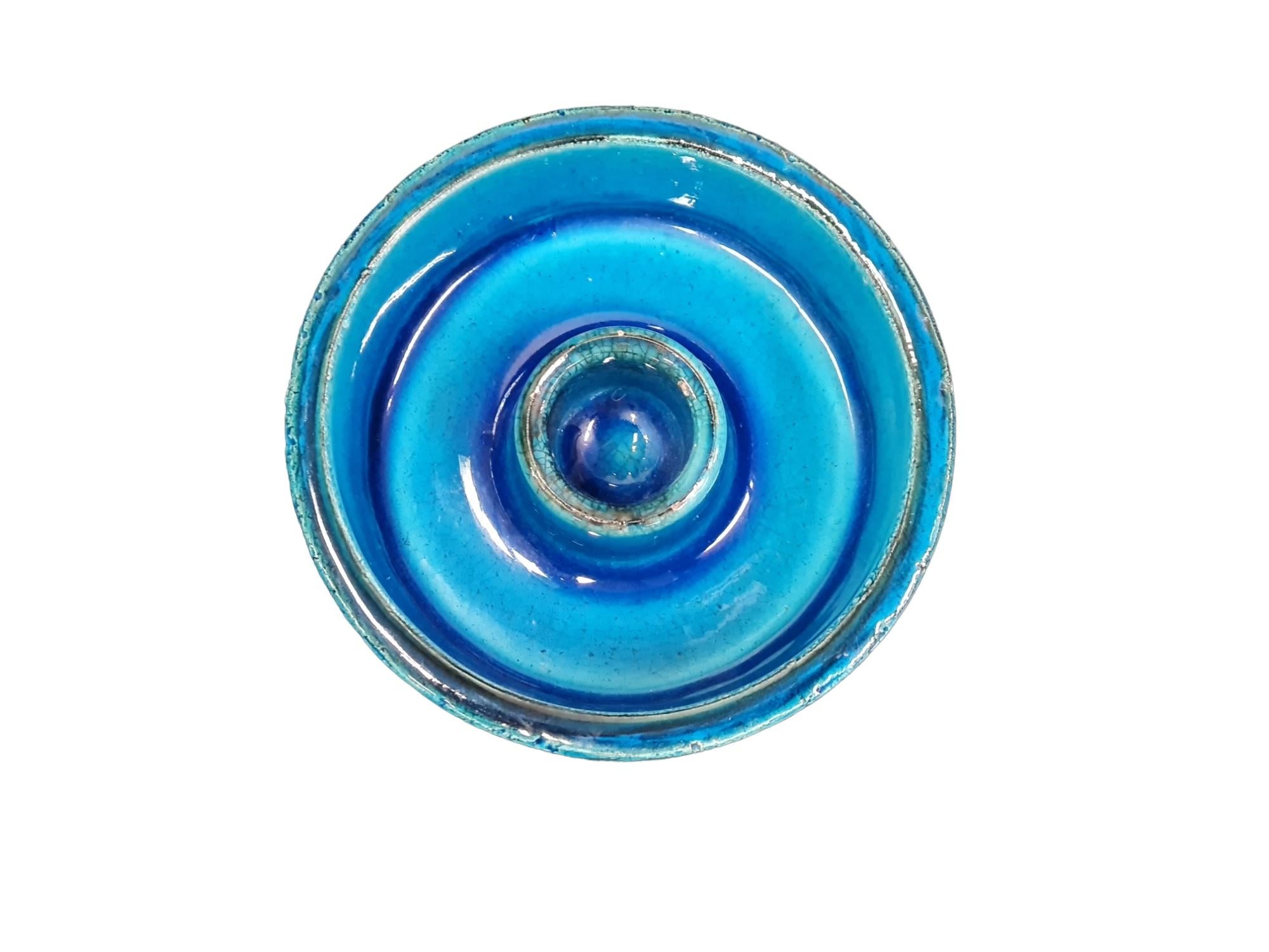 Satz von zwei Bitossi Aldo Londi Rimini Blau glasierte Keramik Pieces, Italien im Angebot 3