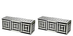 Set of Two Black and White Resin Inlay Boxes