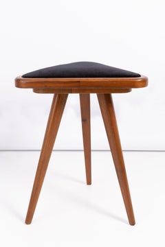 Set of Two Black and White Velvet 20th Century Triangle Stools, Europe, 1960s