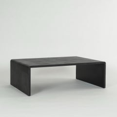 Set of Two Black Faux Shagreen Cocktail Waterfall Nesting Tables