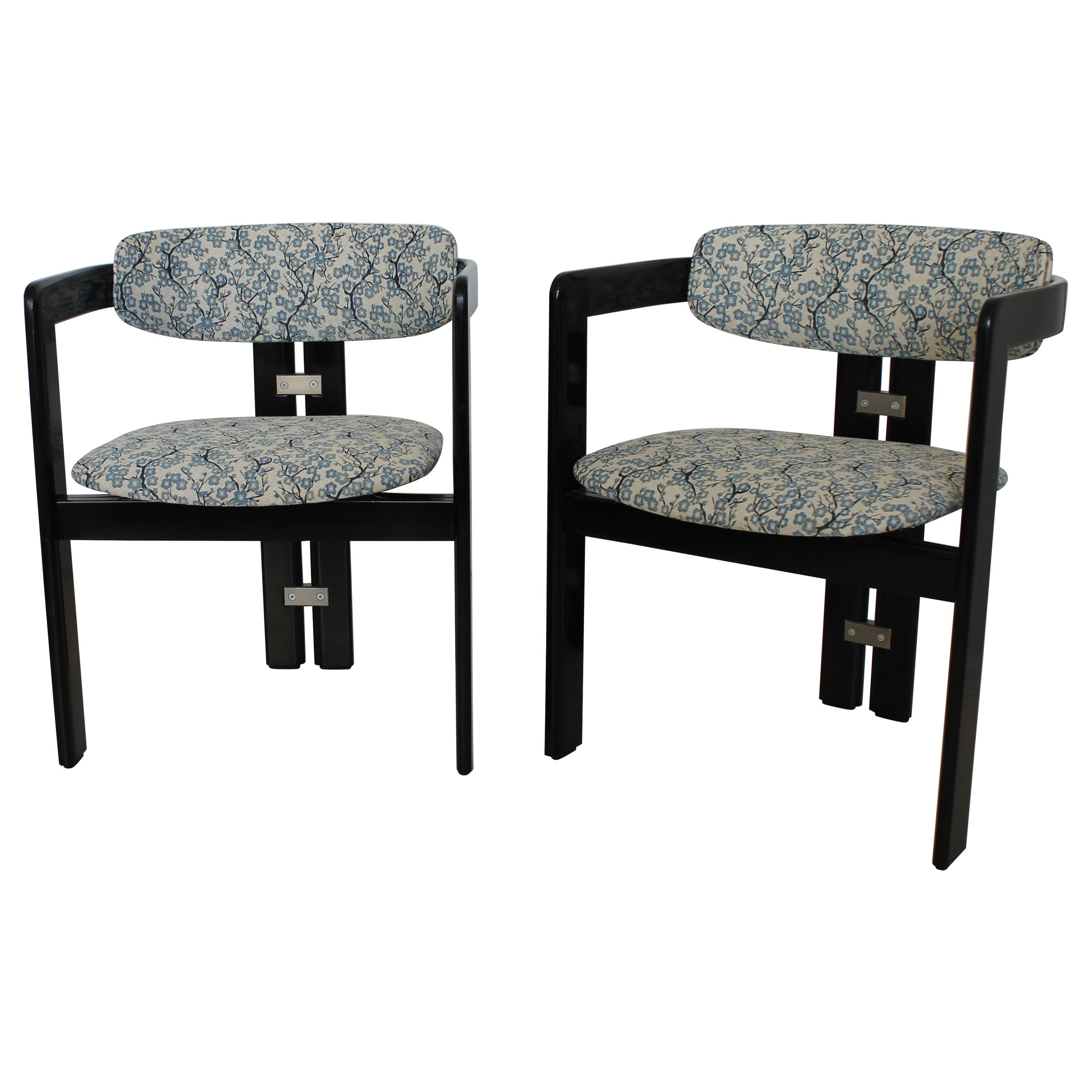Pair of Black "Pamplona" Chairs by Augusto Savini for Pozzi, Italy, 1965
