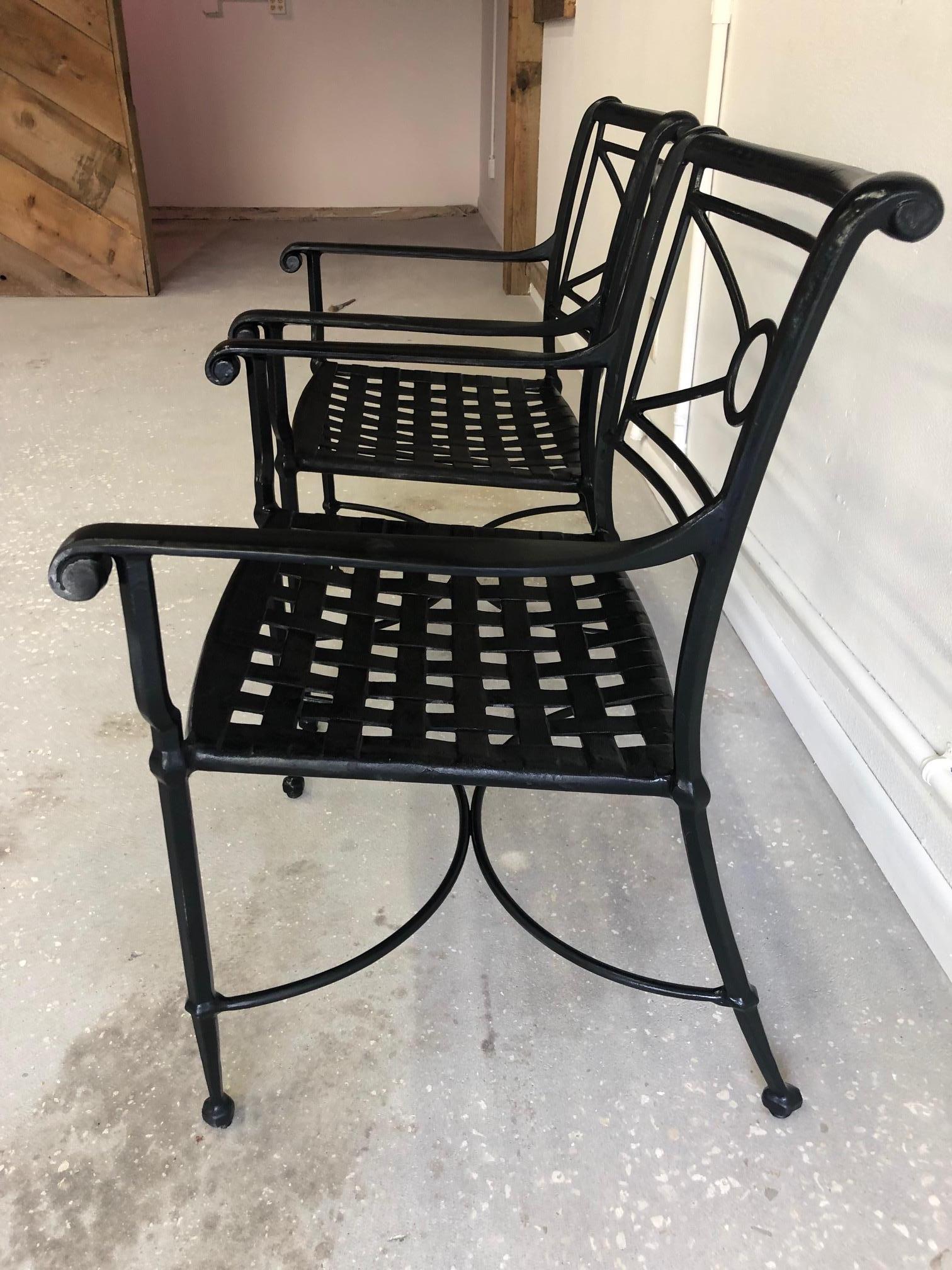 Modern Set of Two Black Patio Armchairs