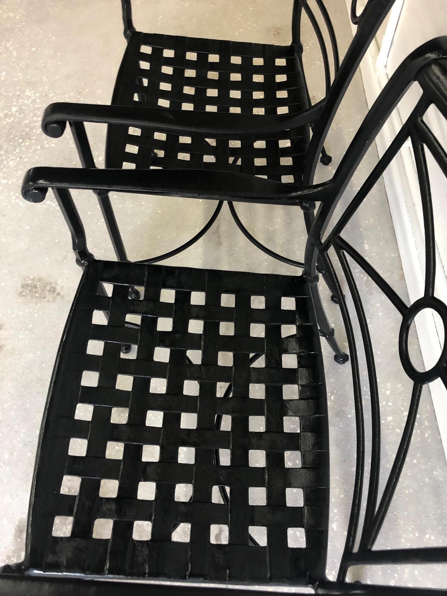 Painted Set of Two Black Patio Armchairs