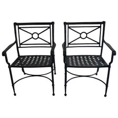 Retro Set of Two Black Patio Armchairs