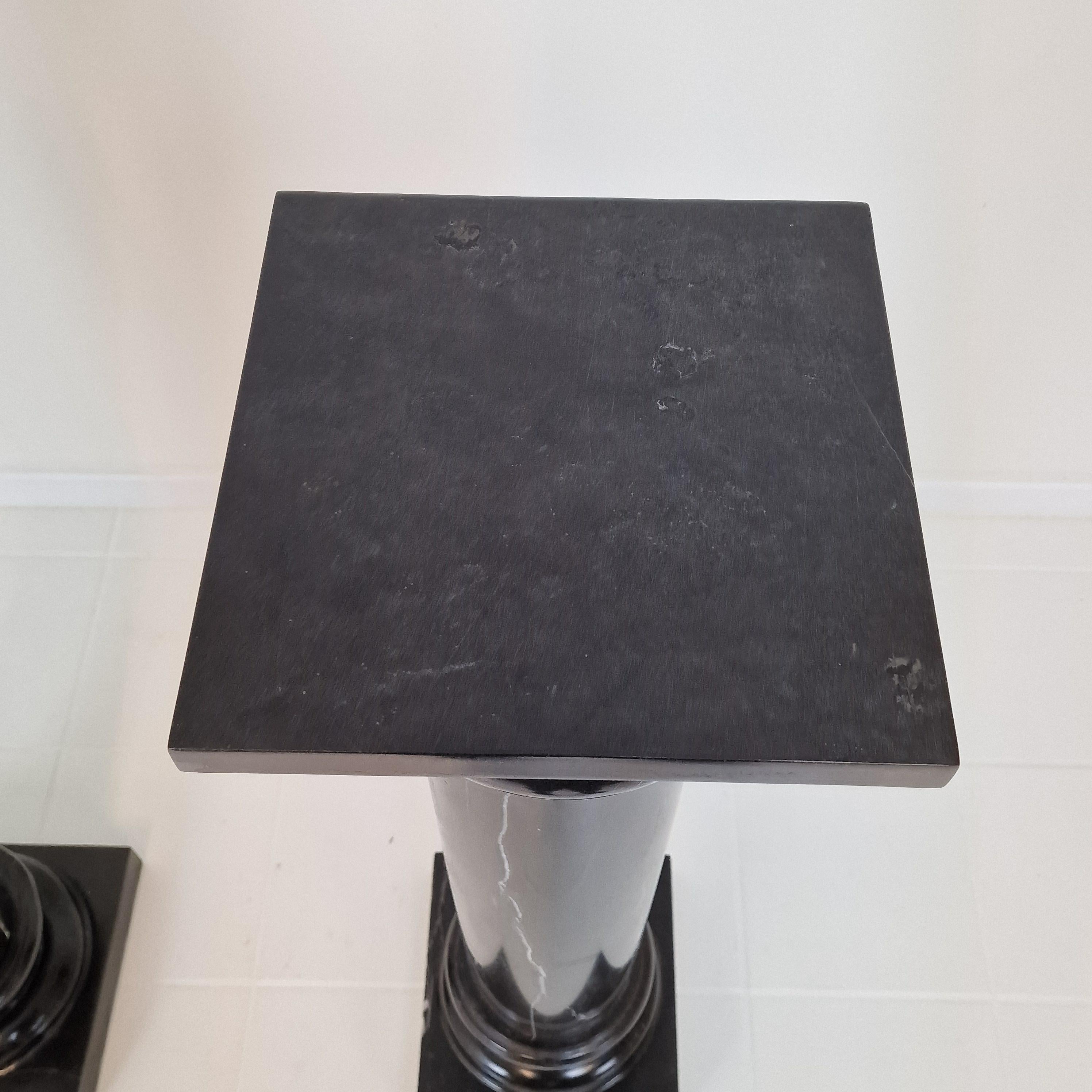 Set of two Black Pedestals in Belgium Hard-stone For Sale 5
