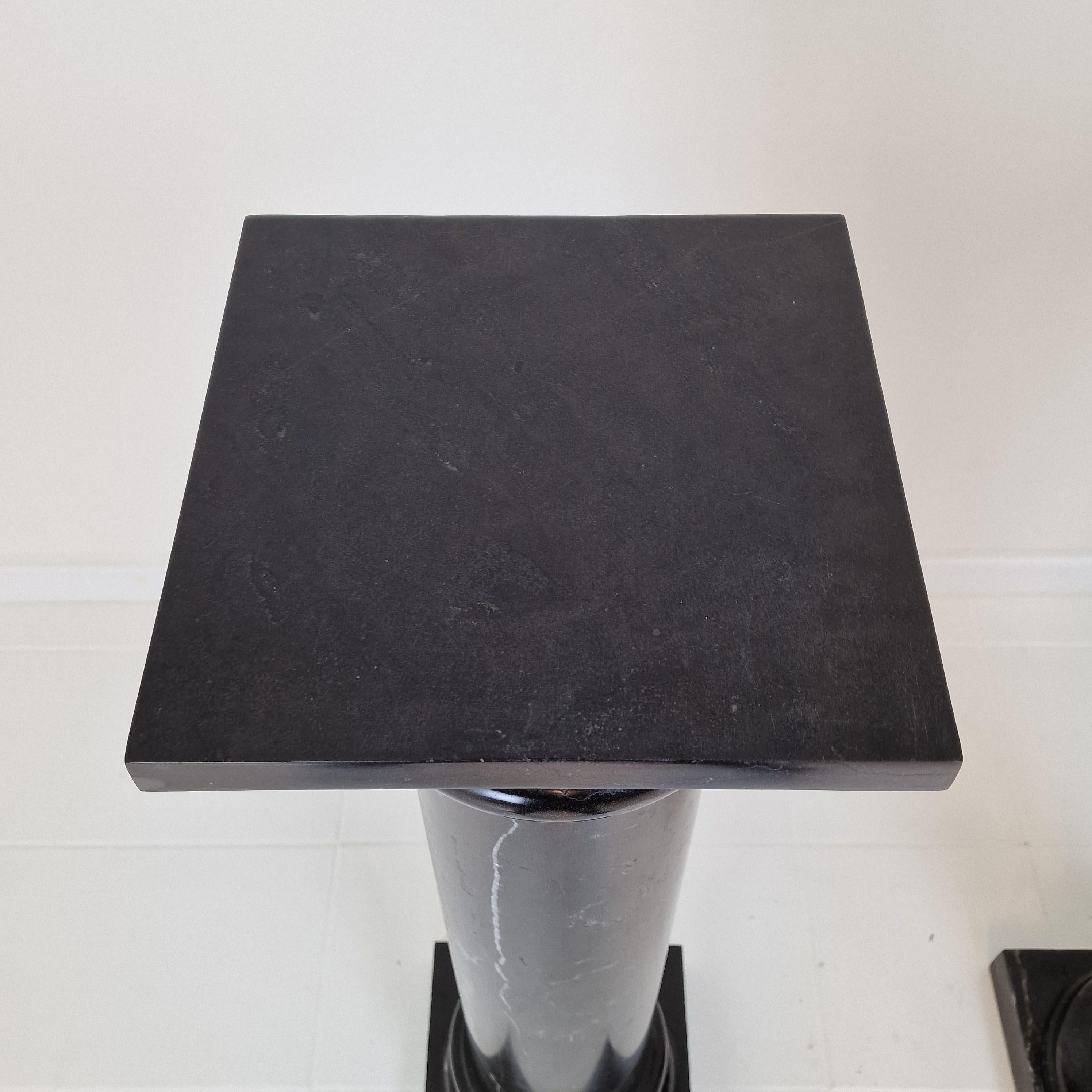 Set of two Black Pedestals in Belgium Hard-stone For Sale 8