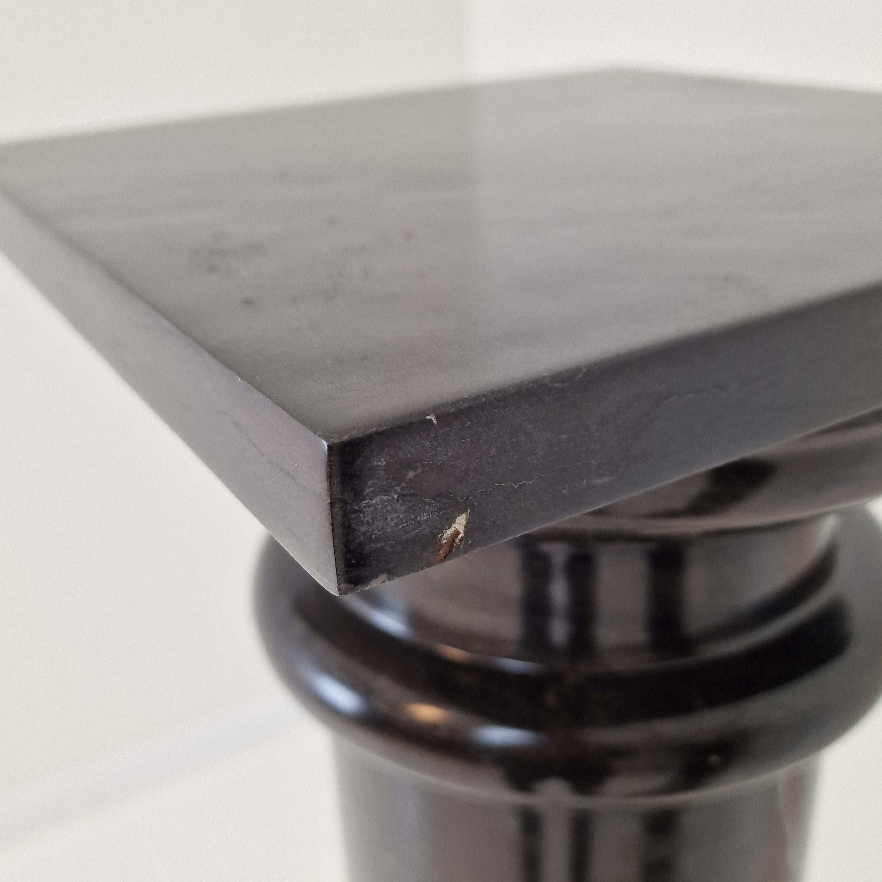 Set of two Black Pedestals in Belgium Hard-stone For Sale 9