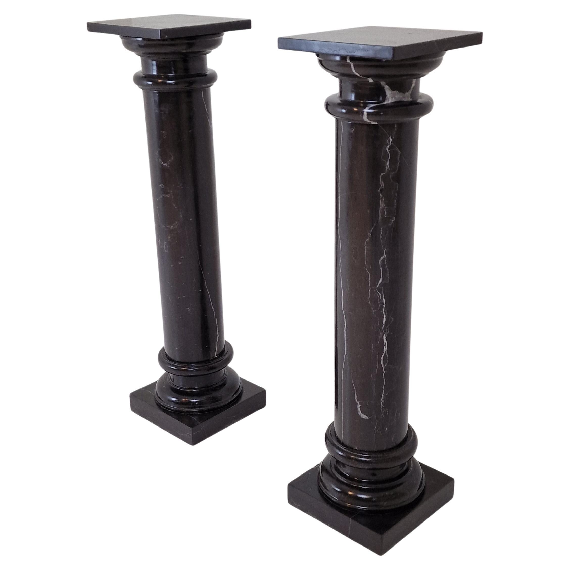 Set of two Black Pedestals in Belgium Hard-stone For Sale