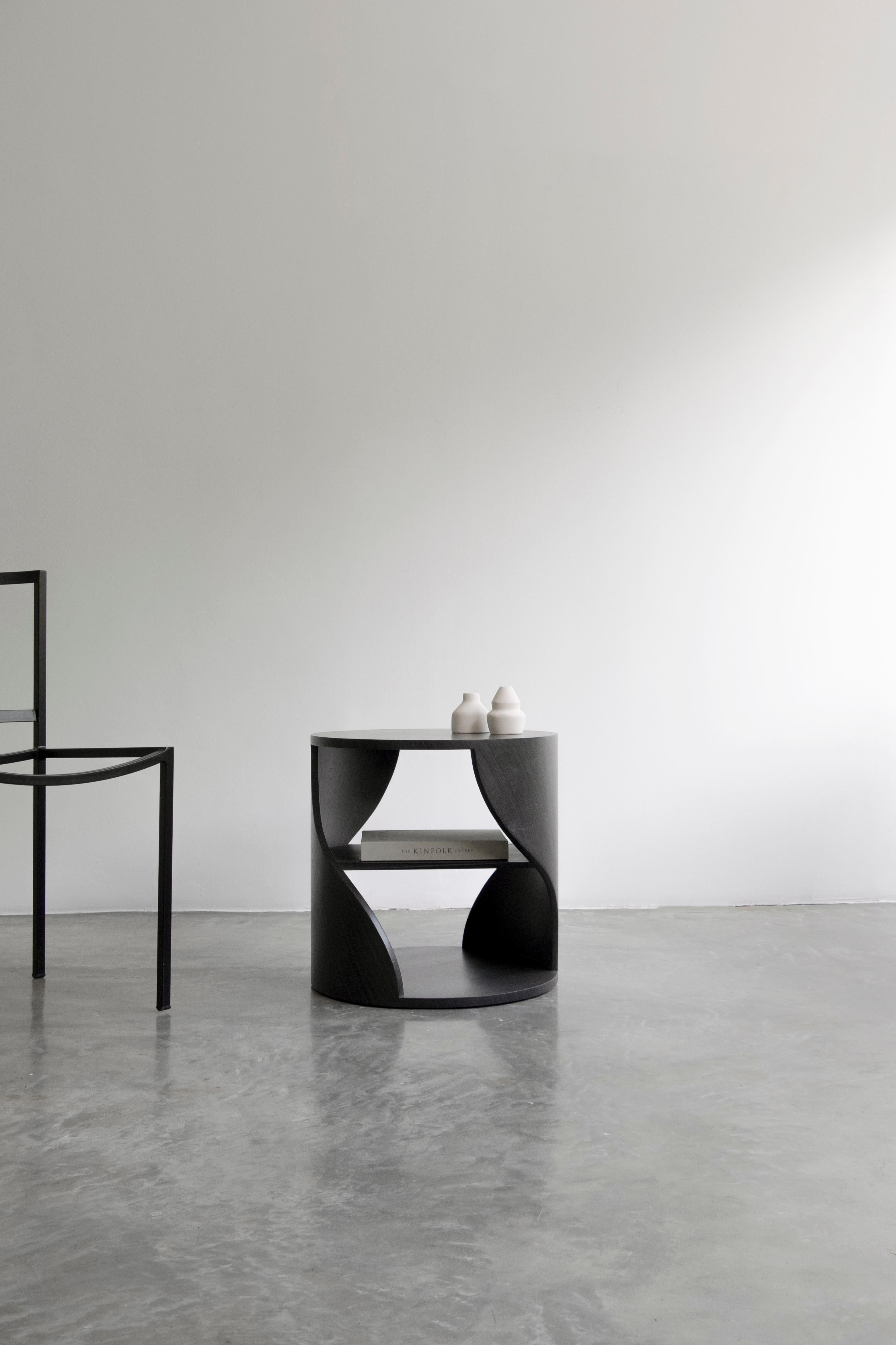 Lacquered Set of Two MYDNA Side Table, Nightstand in Black Wood by Joel Escalona For Sale
