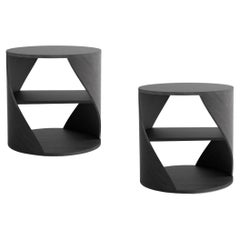 Set of Two MYDNA Side Table, Contemporary Nightstand in Black by Joel Escalona