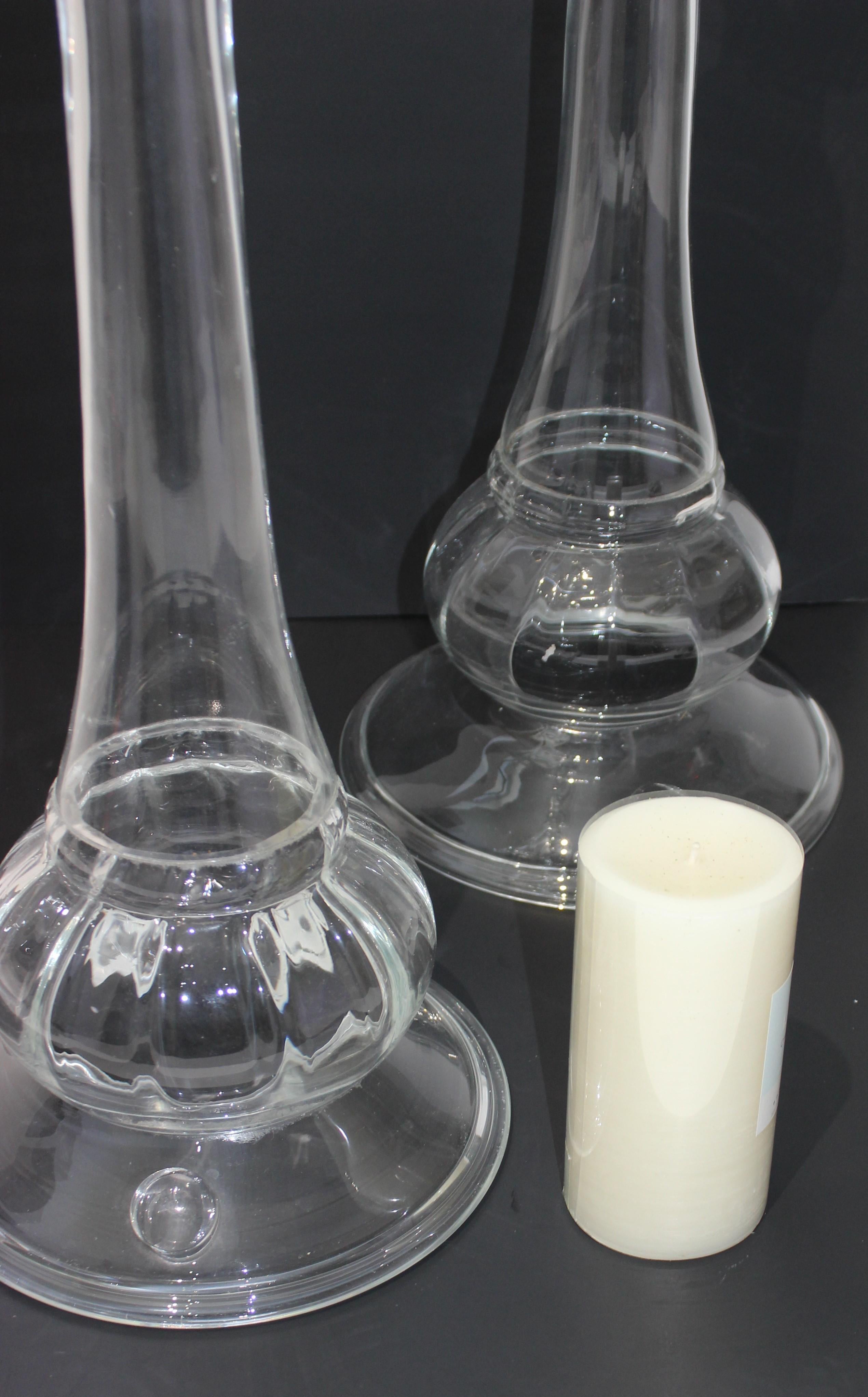 Set of Two Blenko Glass Candlesticks For Sale 3