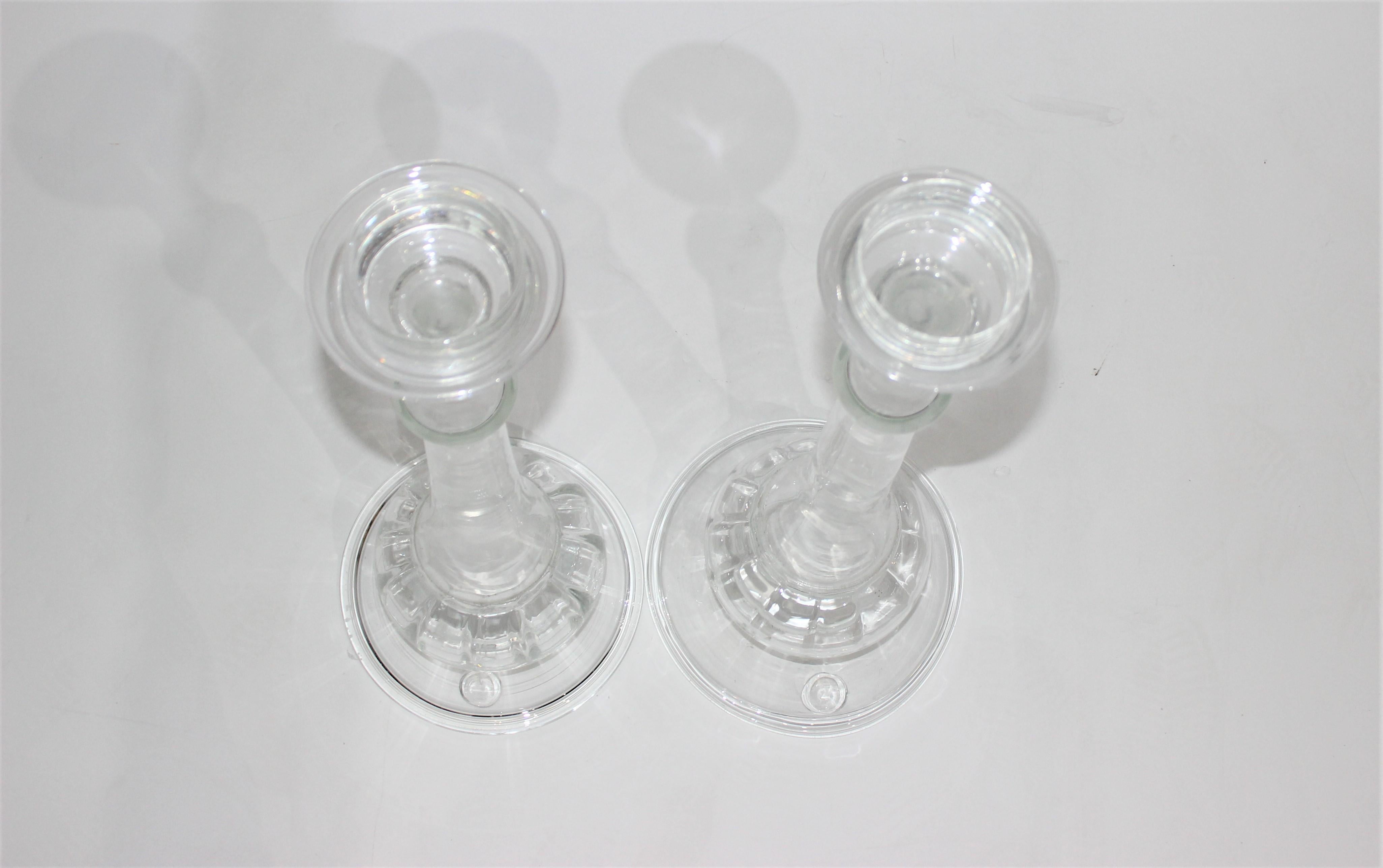Set of Two Blenko Glass Candlesticks For Sale 5