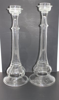 Set of Two Blenko Glass Candlesticks