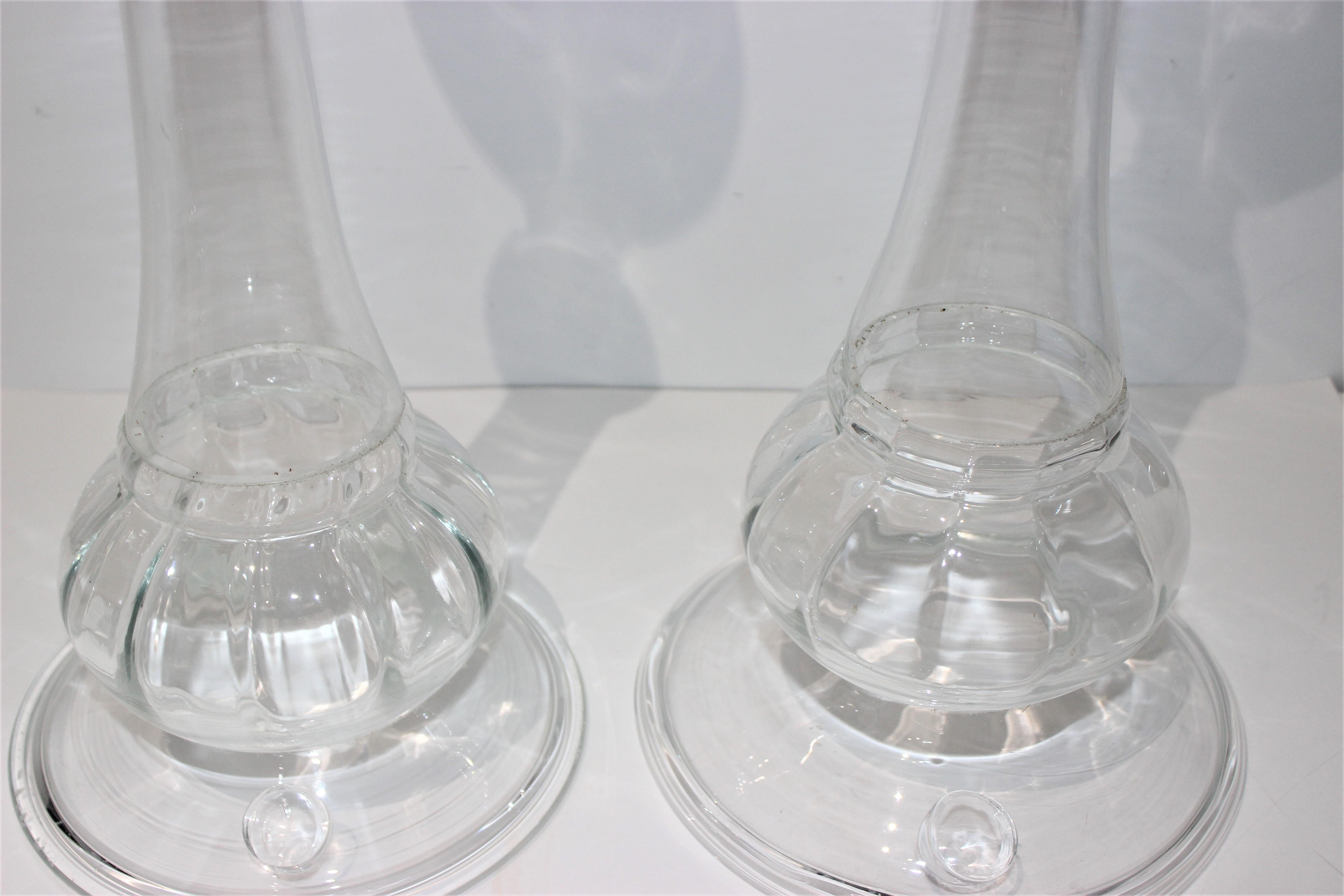 Set of Two Blenko Glass Candlesticks In Good Condition For Sale In West Palm Beach, FL