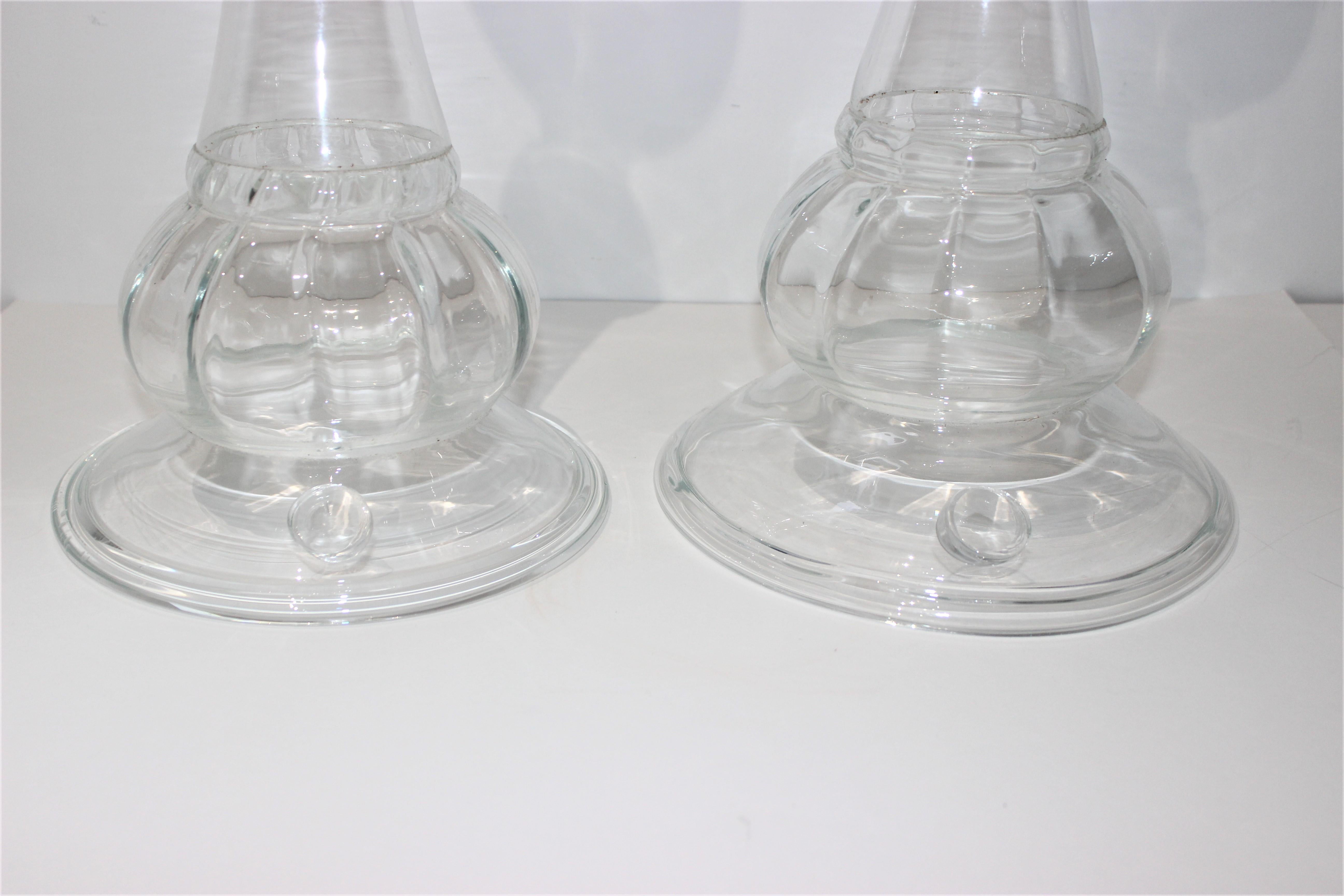 20th Century Set of Two Blenko Glass Candlesticks For Sale