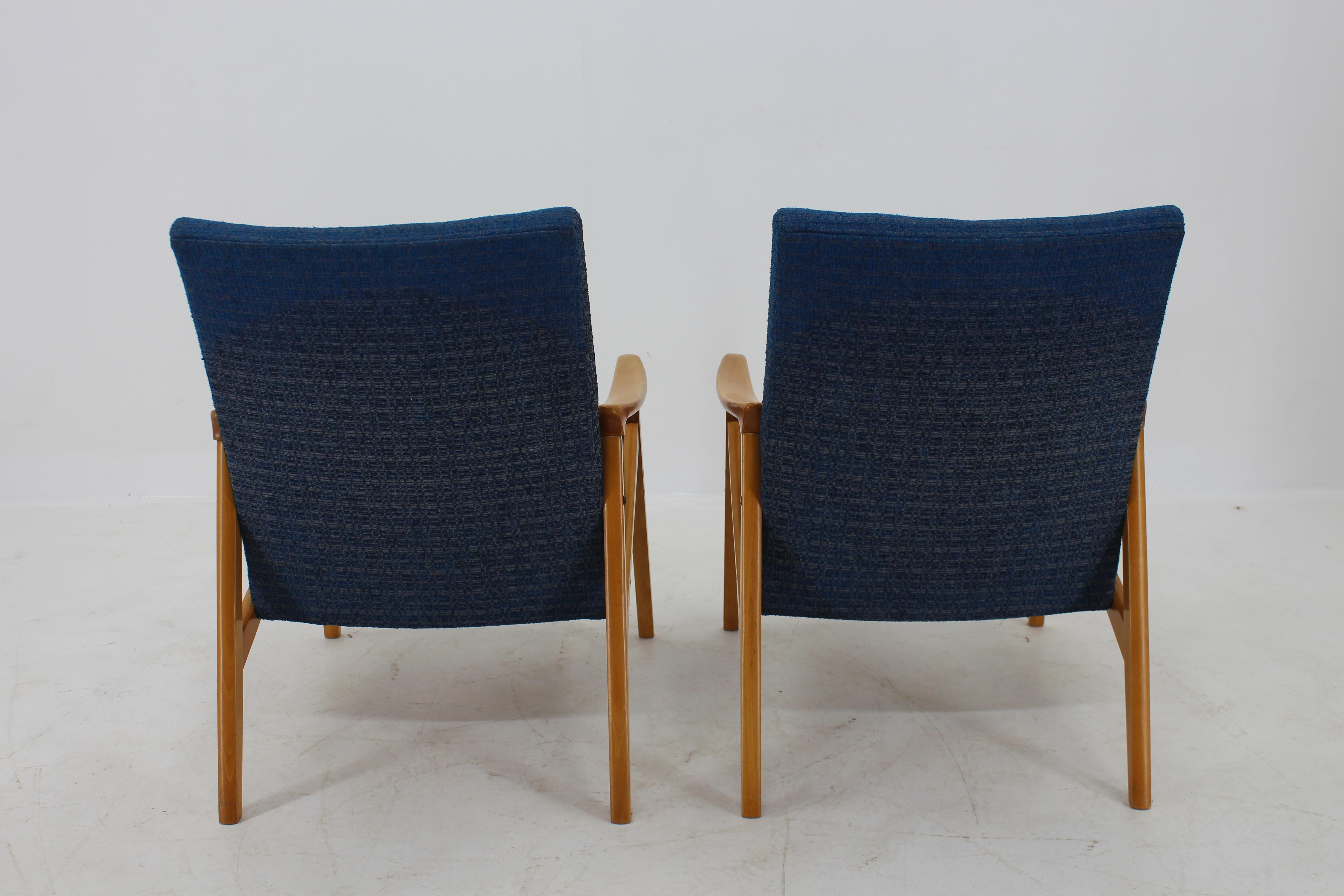 Mid-Century Modern Set of Two Blue Armchairs, 1960s