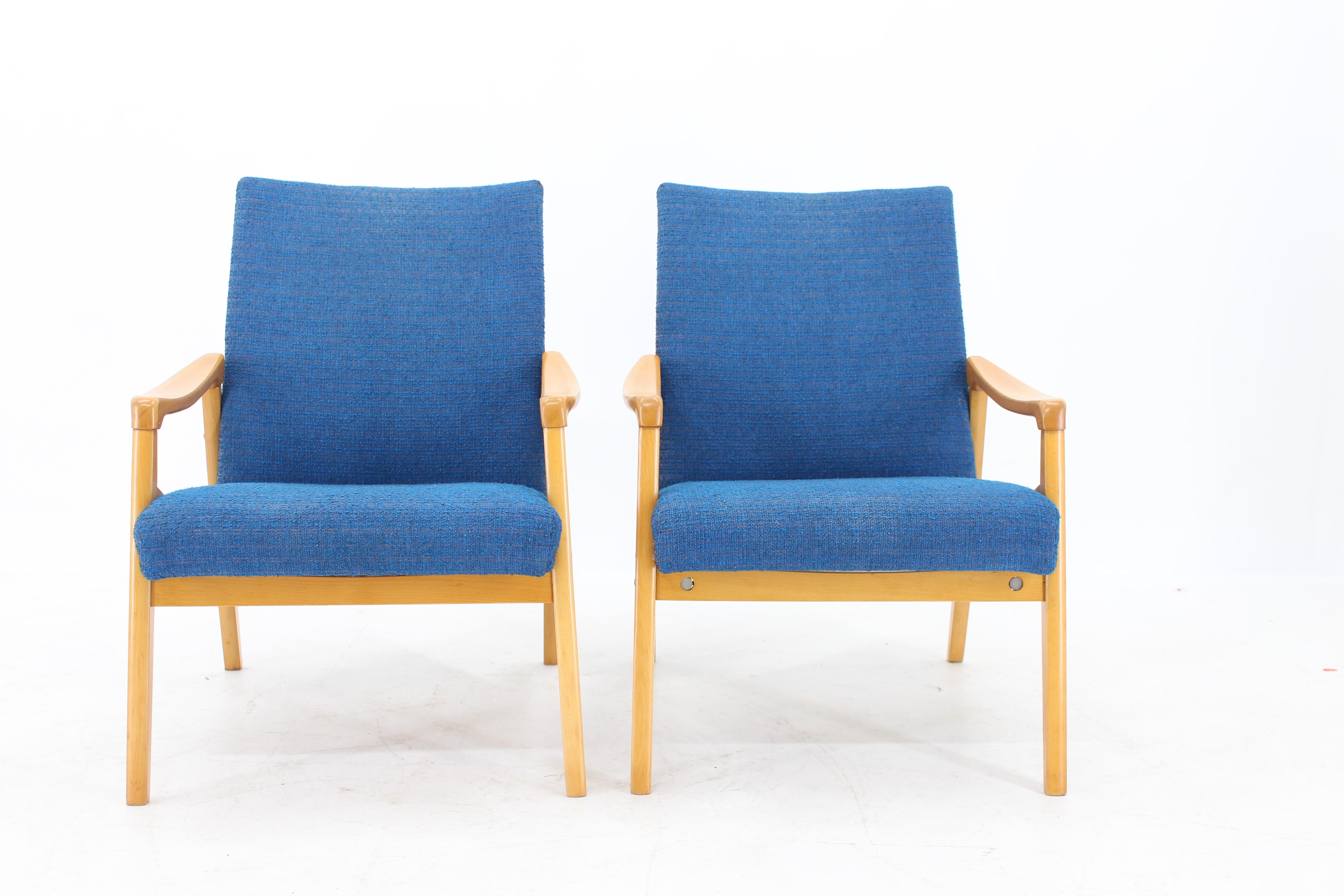 Mid-20th Century Set of Two Blue Armchairs, 1960s