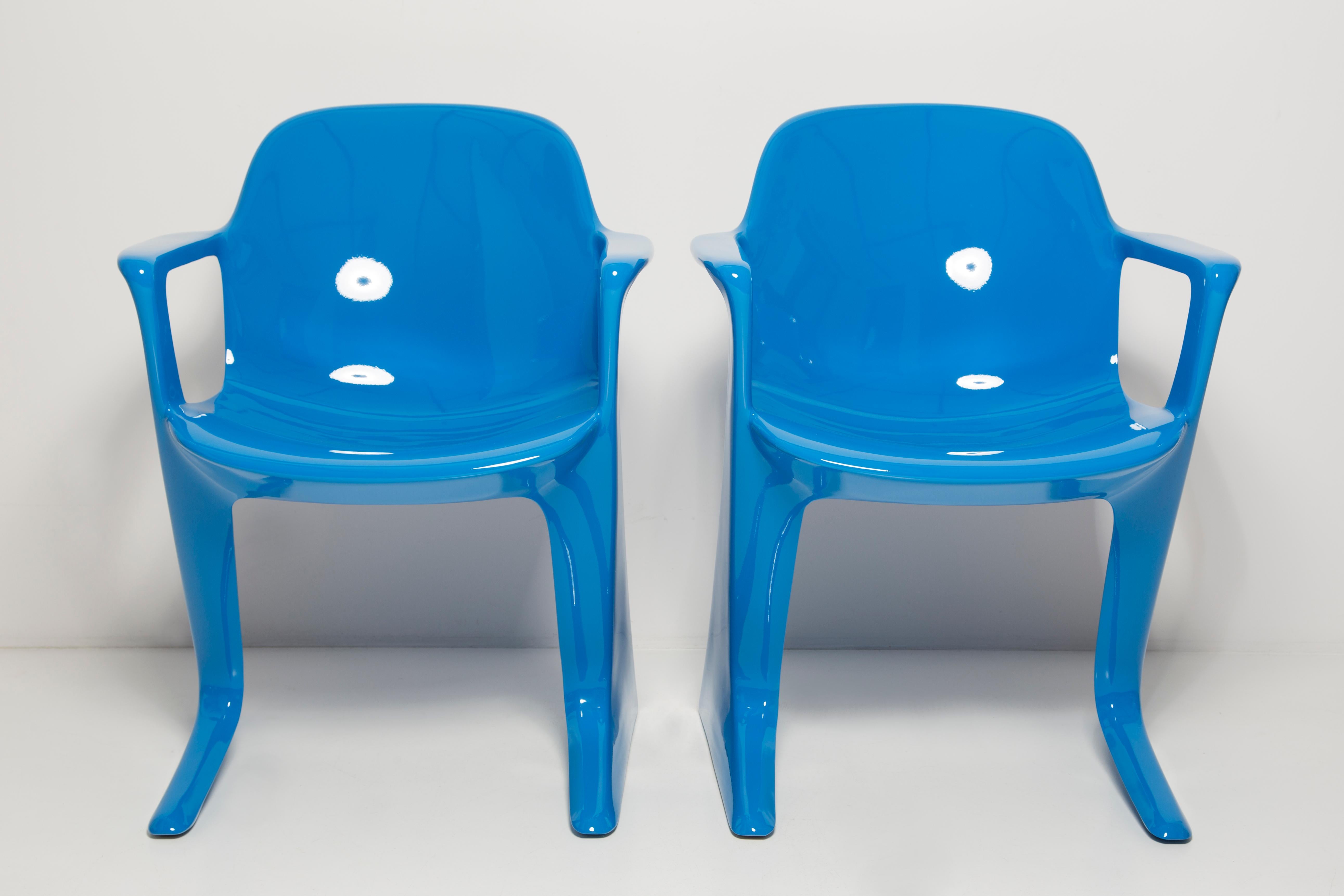 Set of Two Blue Kangaroo Chairs Designed by Ernst Moeckl, Germany, 1968 In Excellent Condition For Sale In 05-080 Hornowek, PL