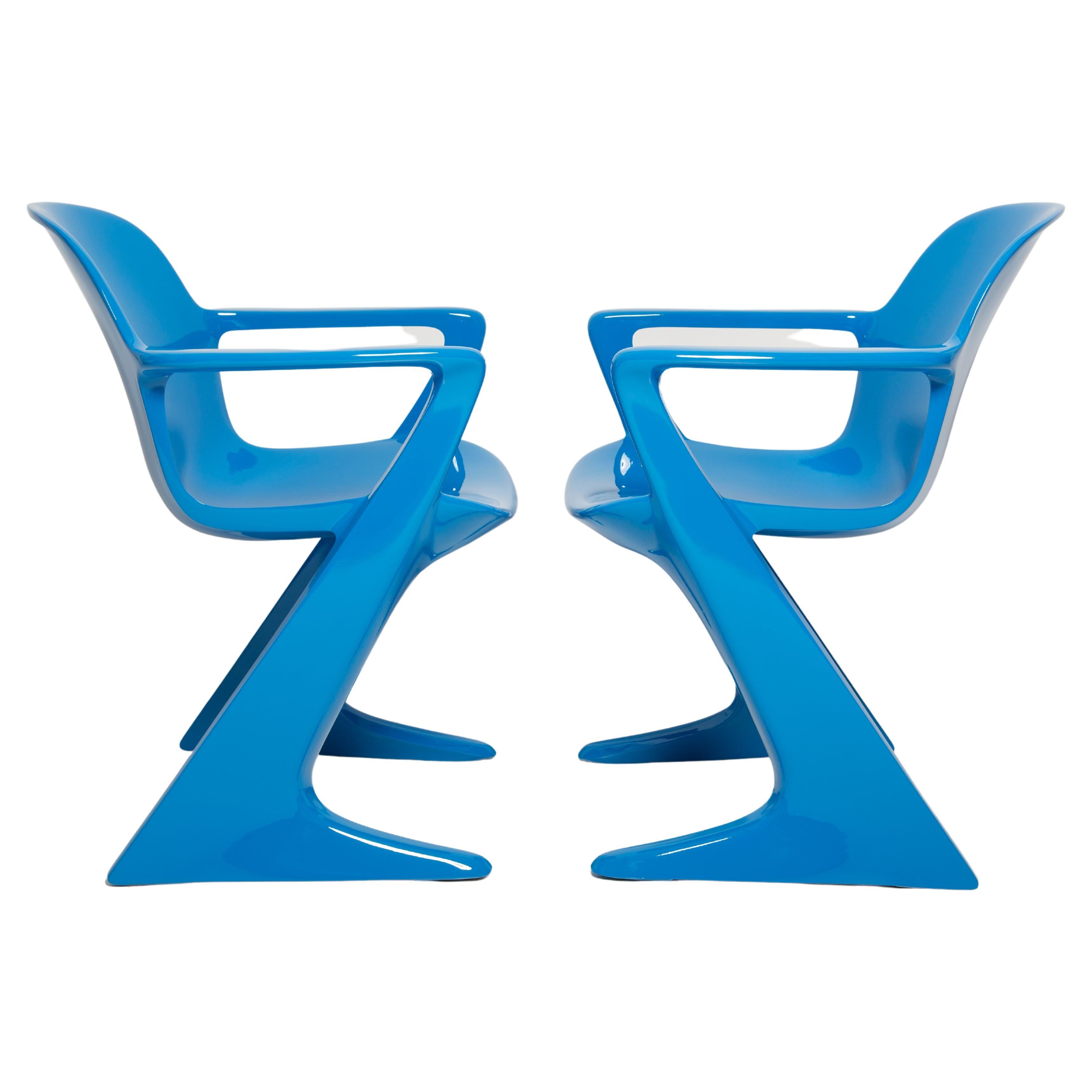 Set of Two Blue Kangaroo Chairs Designed by Ernst Moeckl, Germany, 1968 For Sale