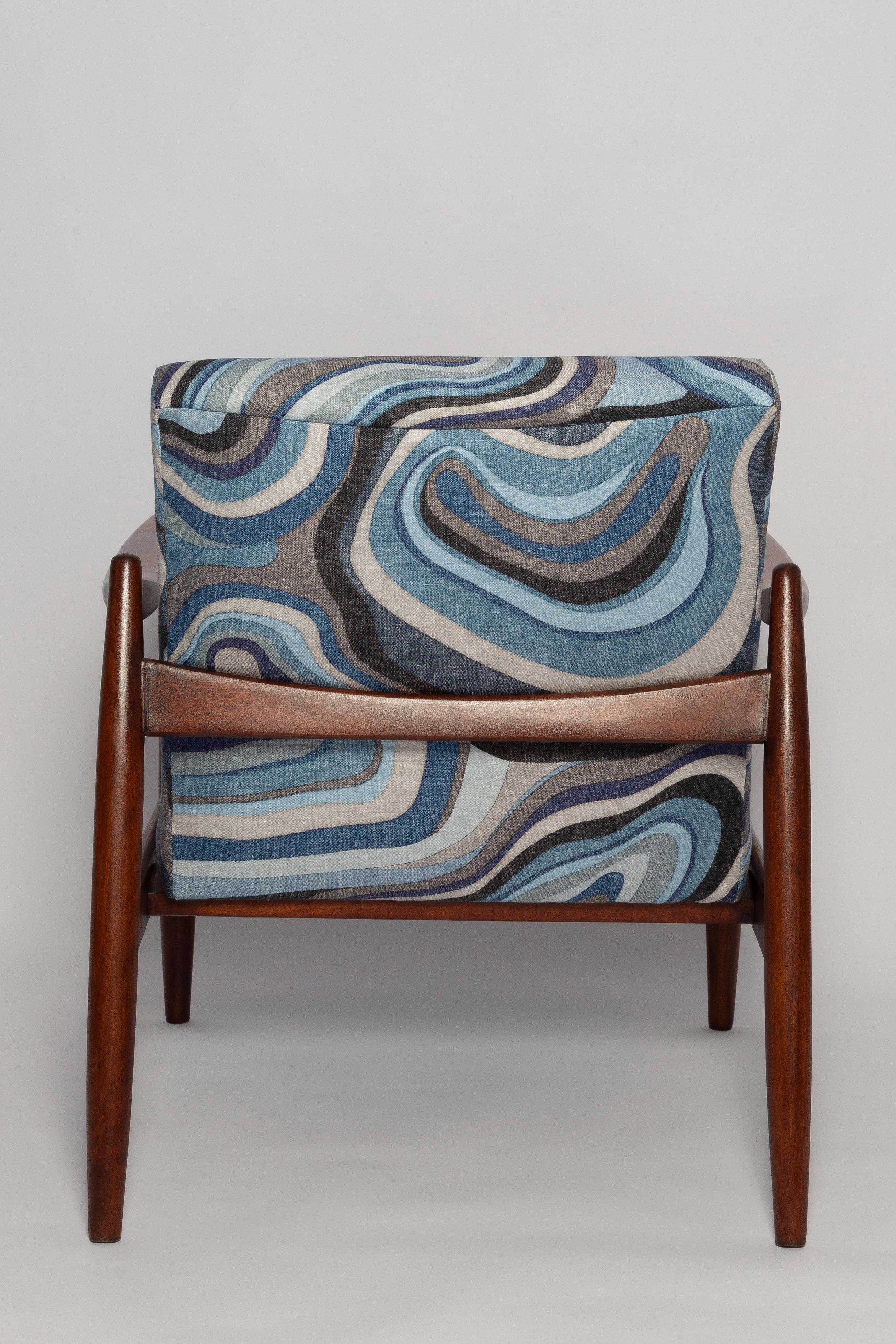 20th Century Set of Two Blue Linen Mid Century GFM 64 Armchairs, Edmund Homa, Europe, 1960s For Sale