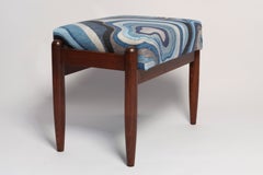 Set di due sgabelli GFM di metà secolo in lino blu, Edmund Homa, Europa, anni '60